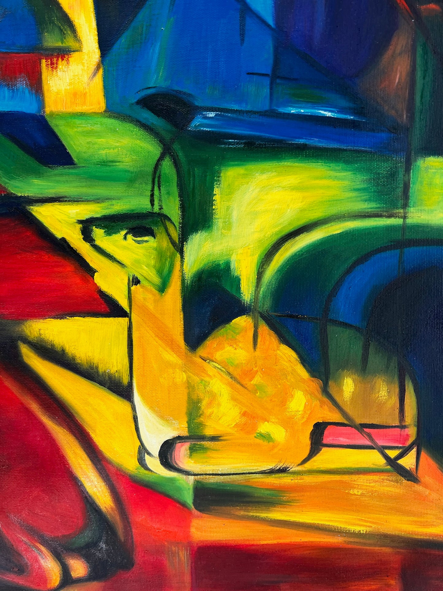 Rehe im Walde II (naar Franz Marc) – Handgeschilderd Expressionistisch Olieverf op Canvas (op rol geleverd)