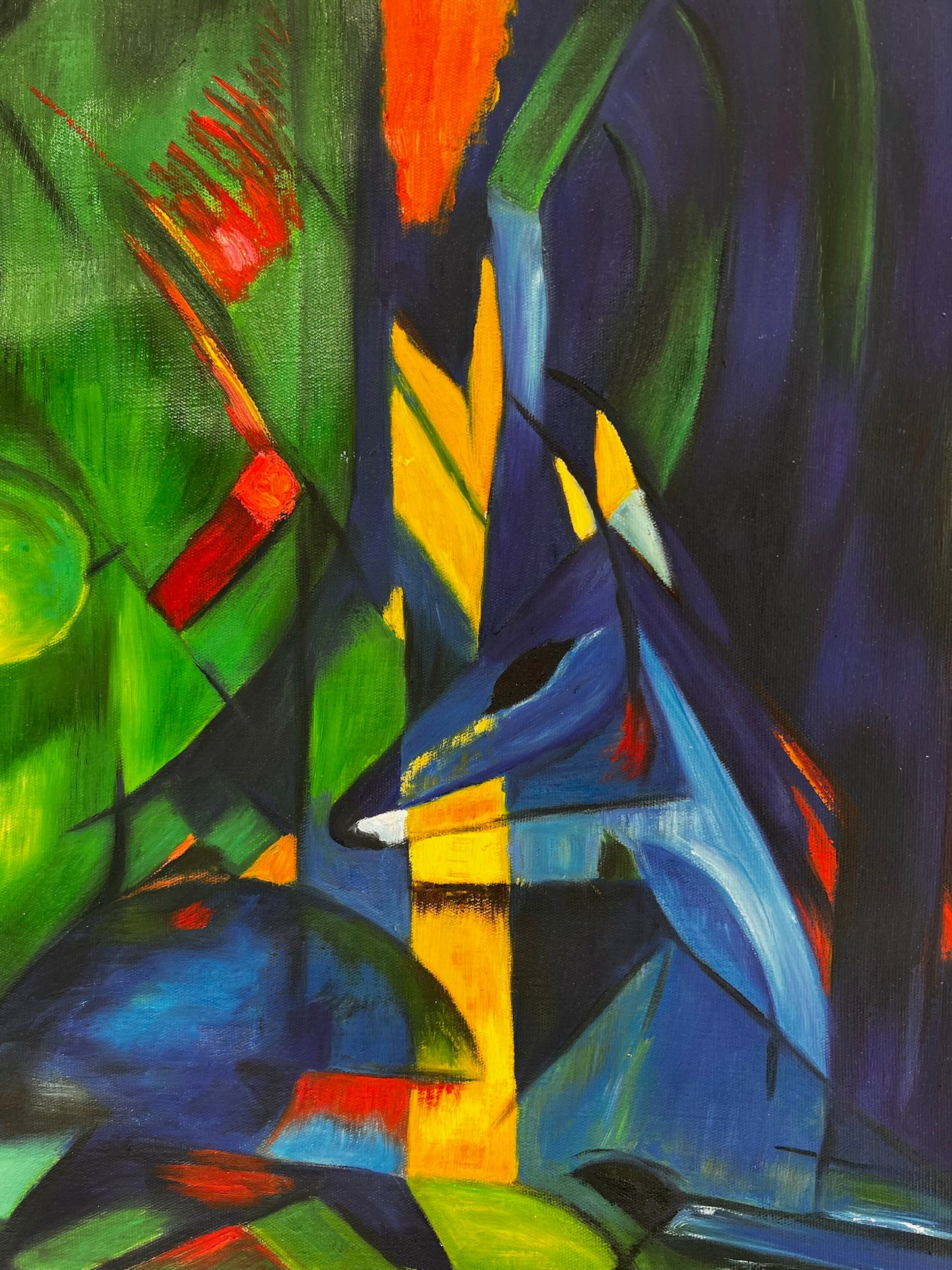 Rehe im Walde II (naar Franz Marc) – Handgeschilderd Expressionistisch Olieverf op Canvas (op rol geleverd)
