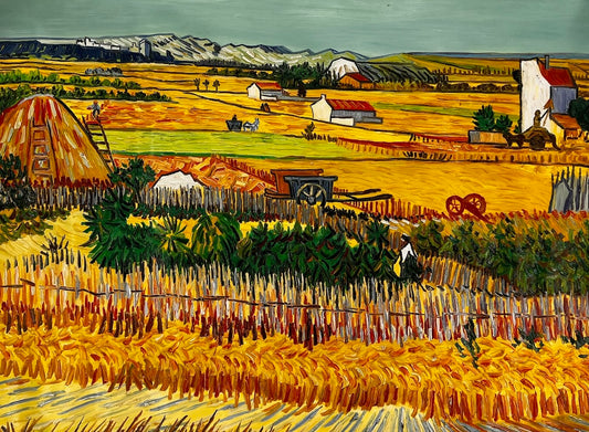 Vincent van Gogh – Handgeschilderd – “De oogst in La Crau” (73 × 92 cm)