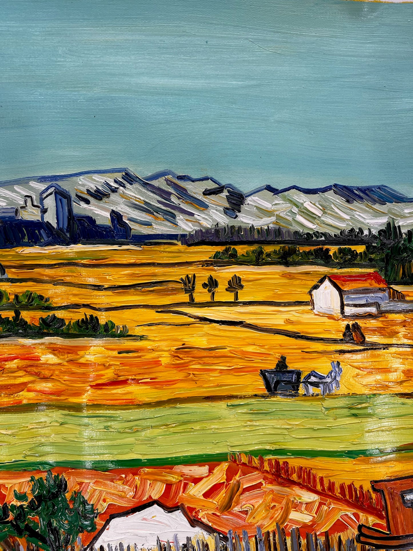Vincent van Gogh – Handgeschilderd – “De oogst in La Crau” (73 × 92 cm)