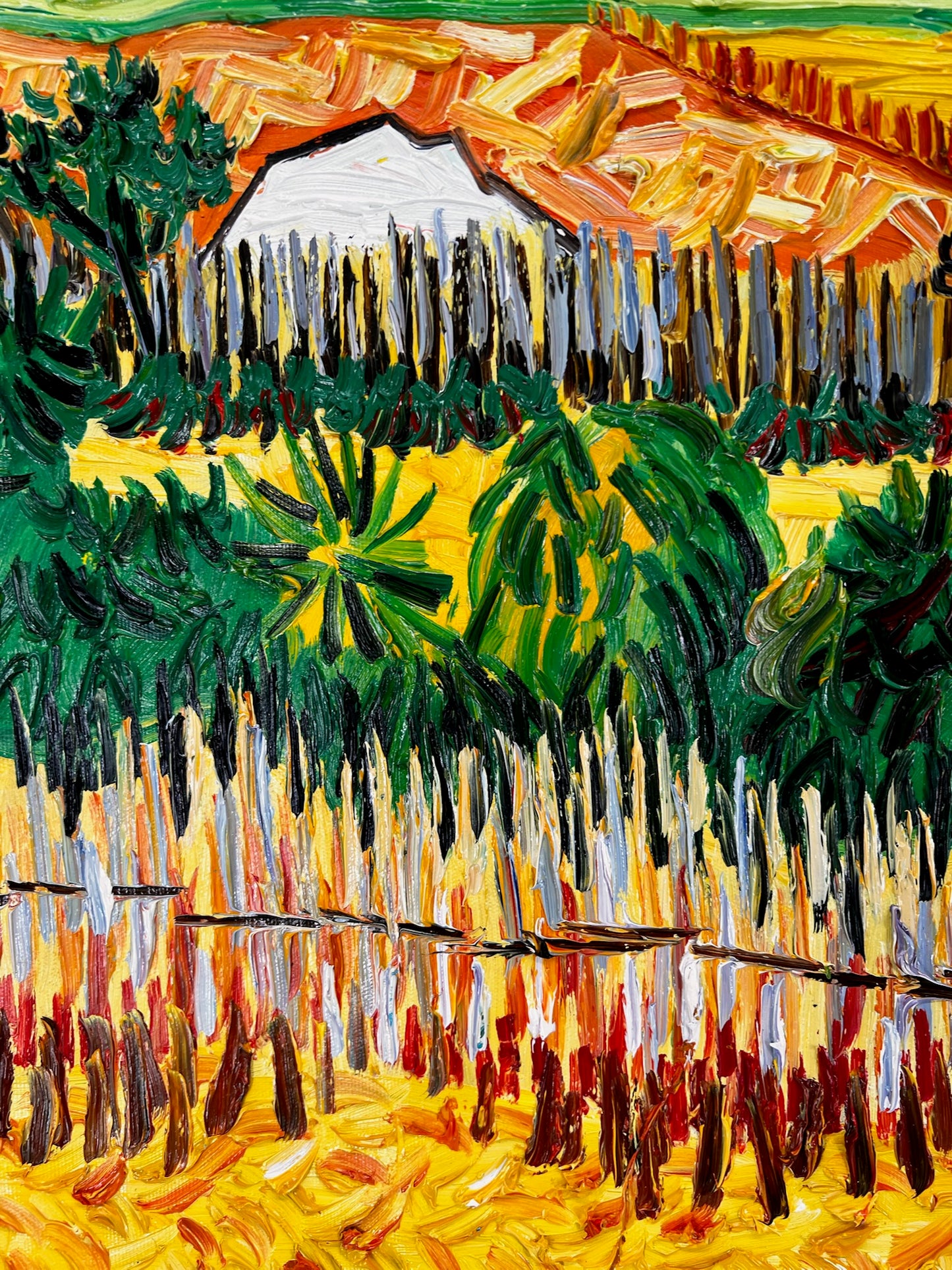 Vincent van Gogh – Handgeschilderd – “De oogst in La Crau” (73 × 92 cm)