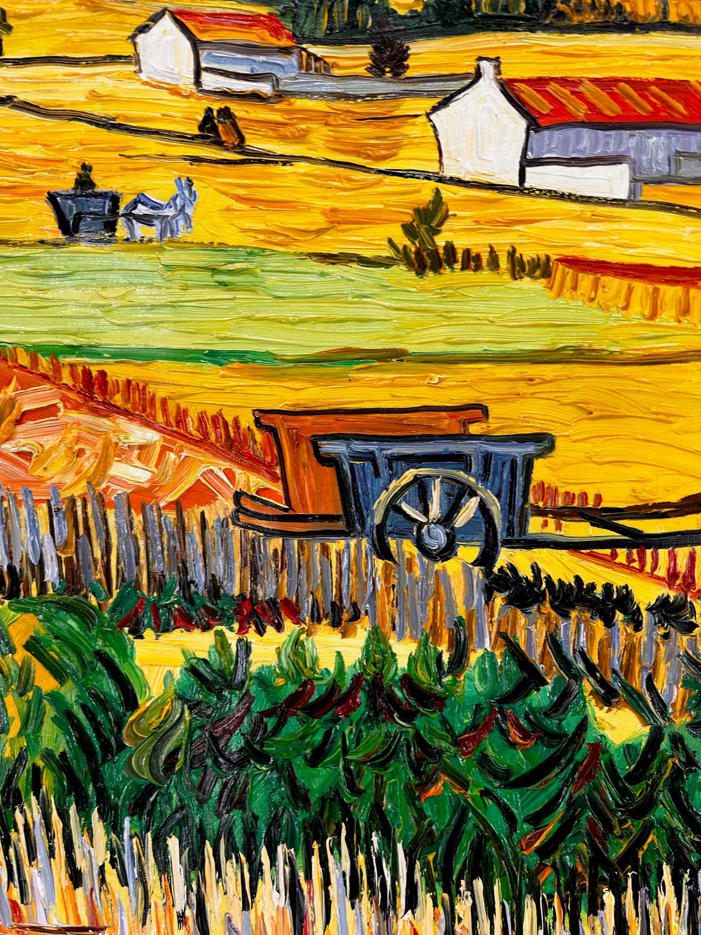 Vincent van Gogh – Handgeschilderd – “De oogst in La Crau” (73 × 92 cm)