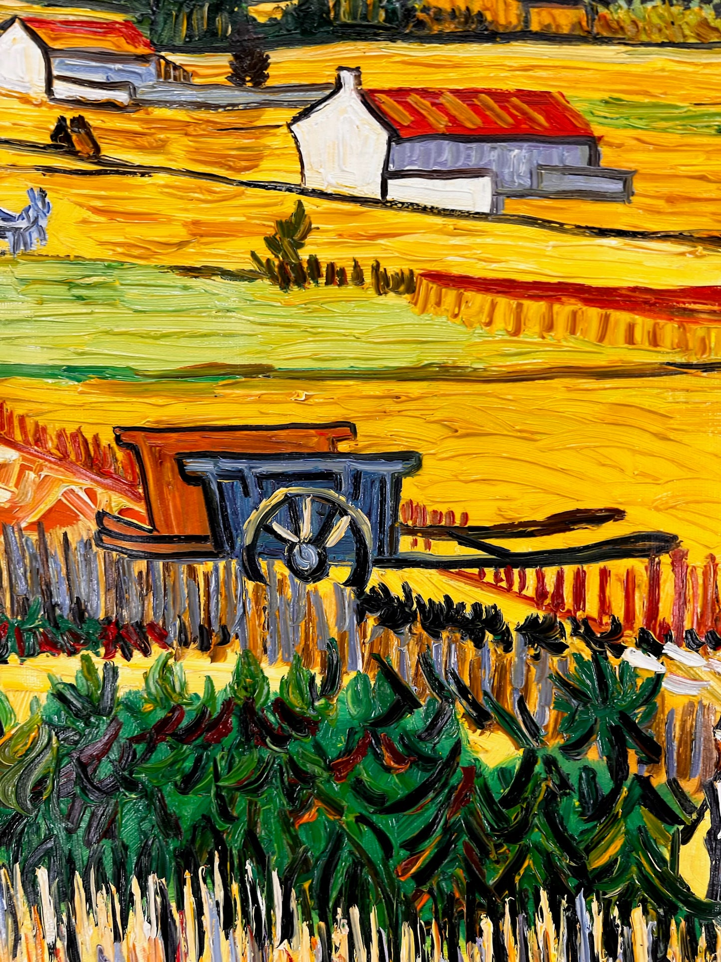 Vincent van Gogh – Handgeschilderd – “De oogst in La Crau” (73 × 92 cm)