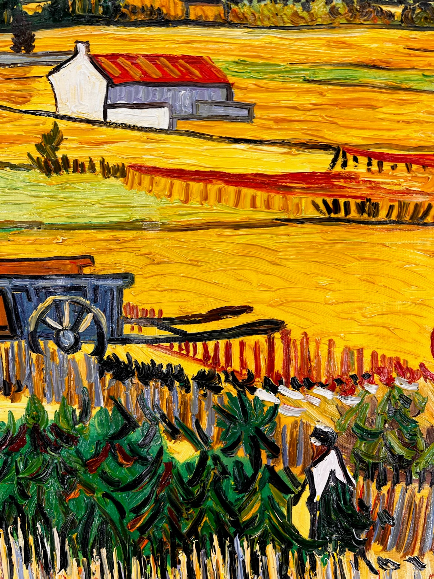 Vincent van Gogh – Handgeschilderd – “De oogst in La Crau” (73 × 92 cm)