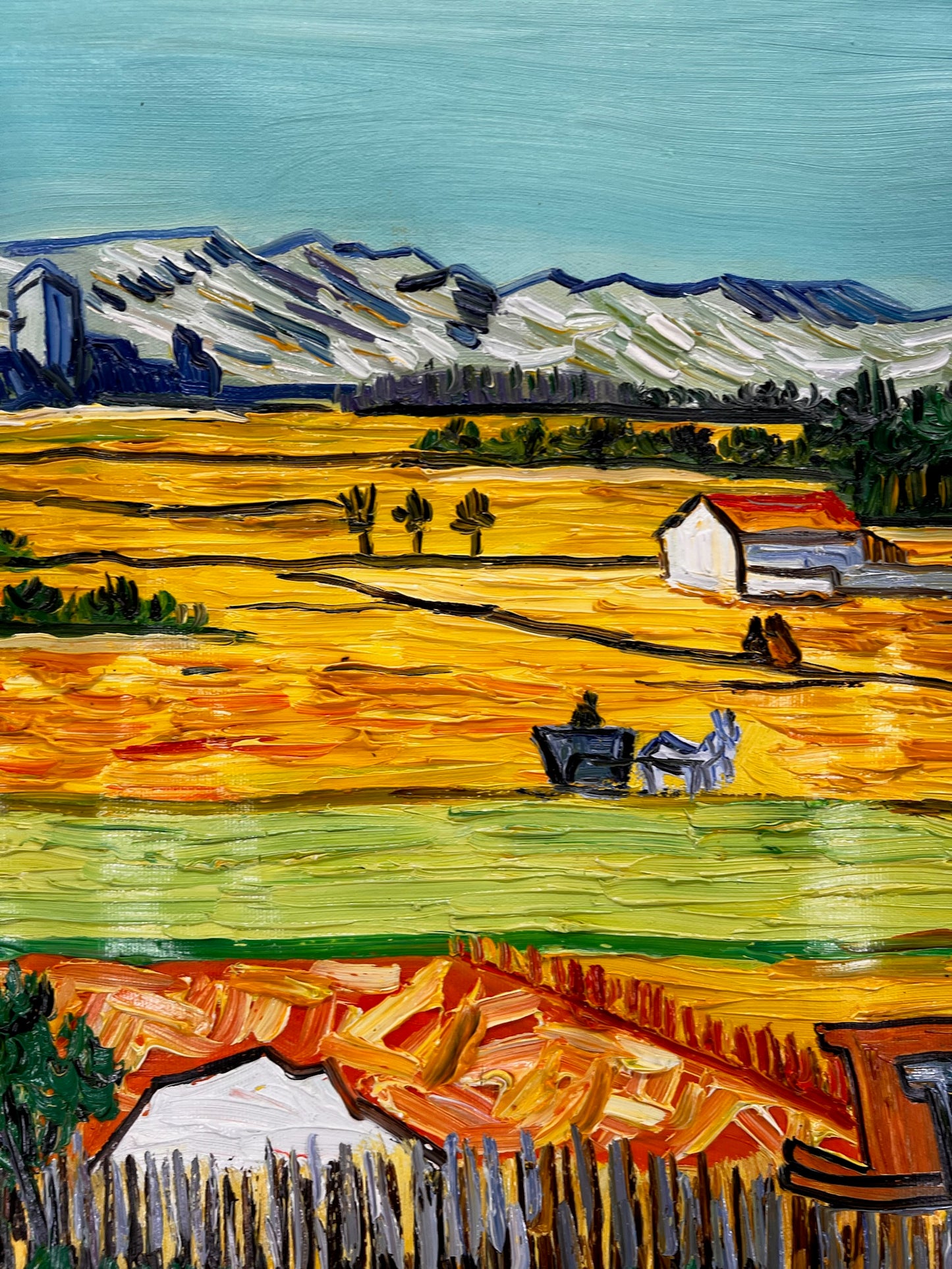 Vincent van Gogh – Handgeschilderd – “De oogst in La Crau” (73 × 92 cm)