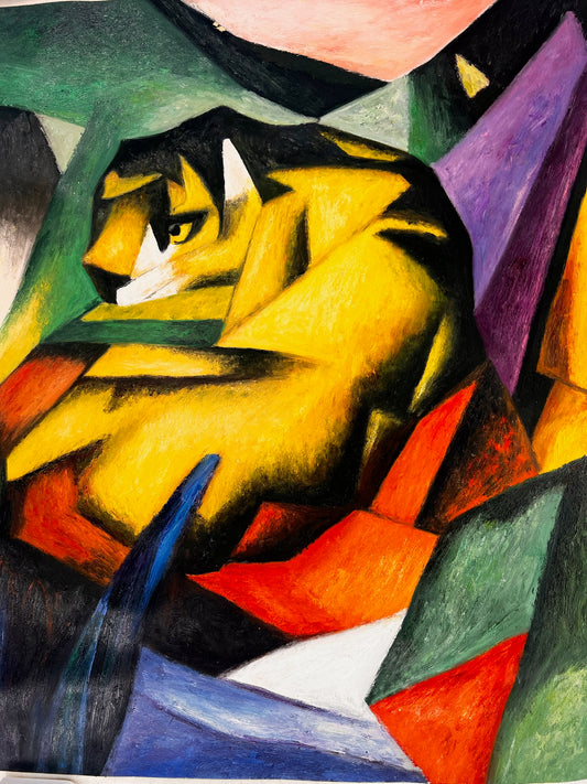 Tiger – Handgeschilderd Expressionistisch Olieverfschilderij op Canvas (64 × 80 cm)