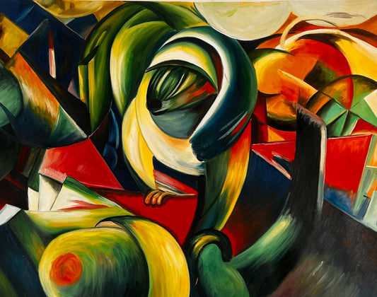 Der Mandrill – Handgeschilderd Expressionistisch Olieverfschilderij op Canvas (60 × 80 cm)