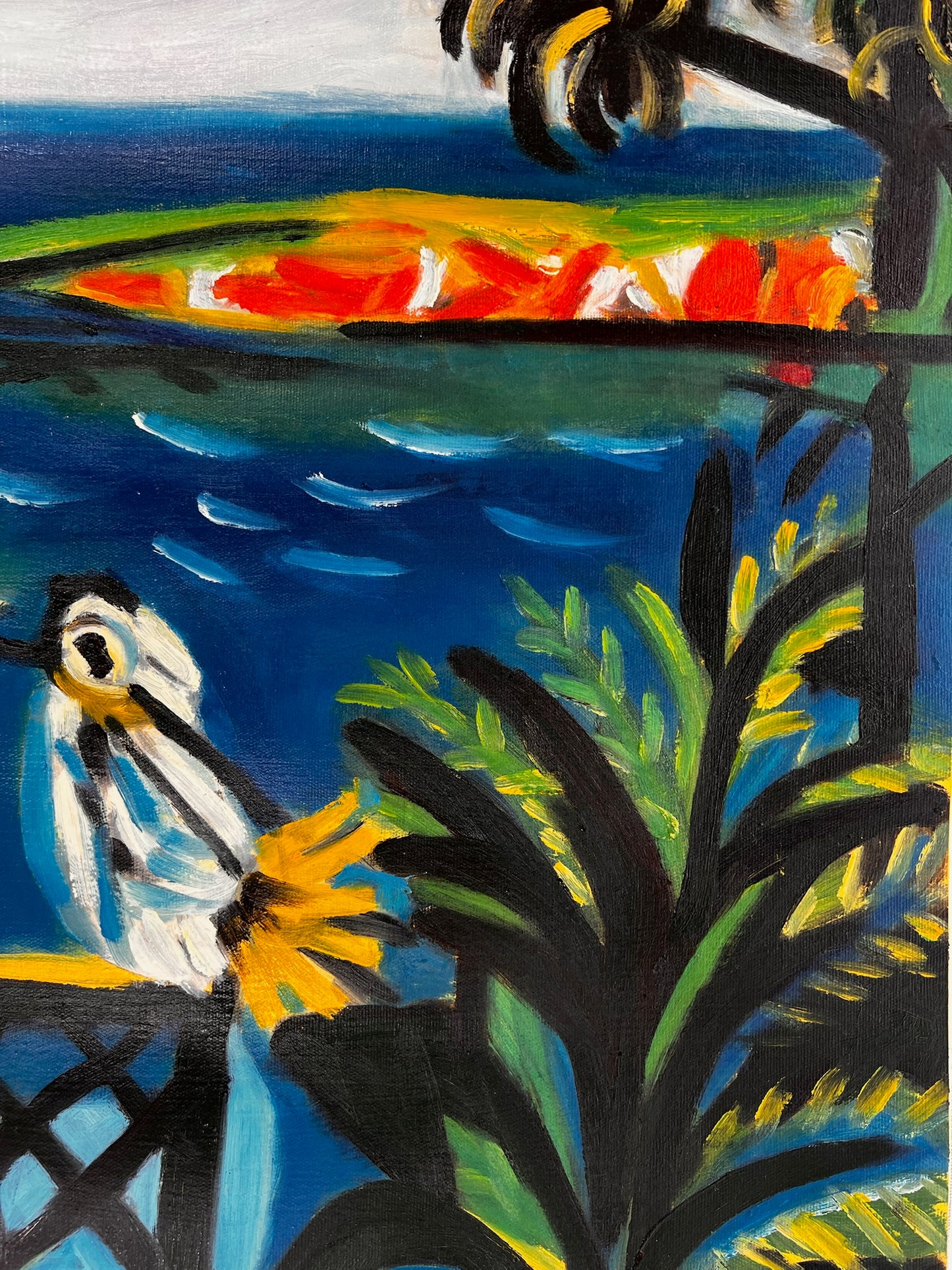 Côte d’Azur – Handgeschilderd kubistisch olieverfschilderij op canvas (60 × 80 cm)