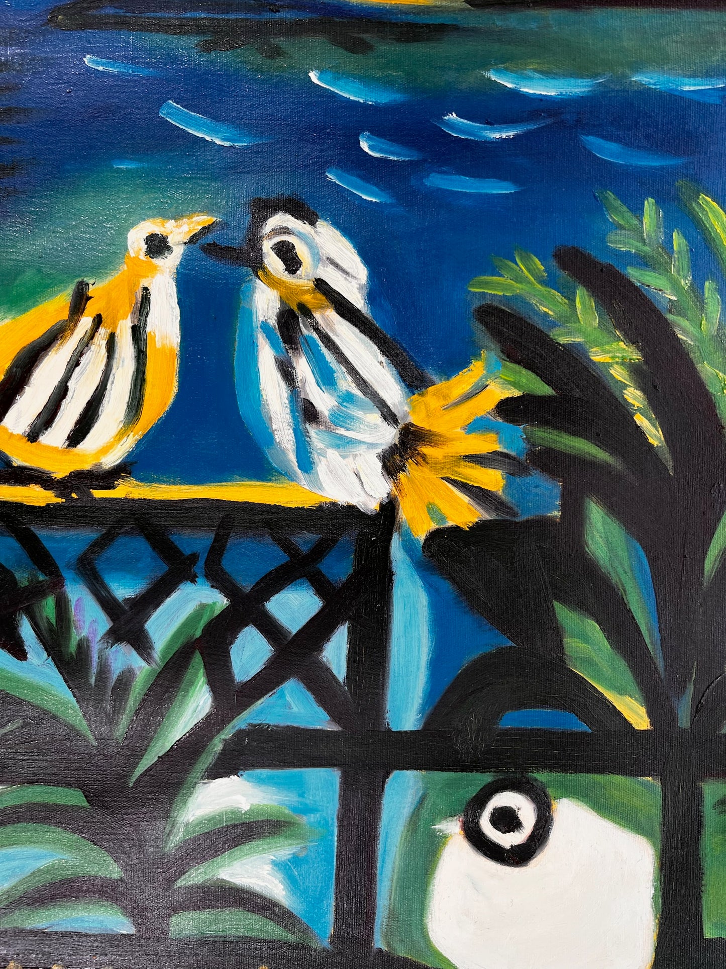 Côte d’Azur – Handgeschilderd kubistisch olieverfschilderij op canvas (60 × 80 cm)