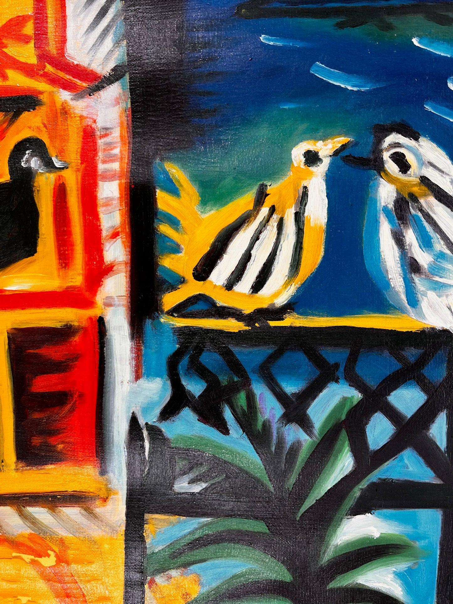 Côte d’Azur – Handgeschilderd kubistisch olieverfschilderij op canvas (60 × 80 cm)