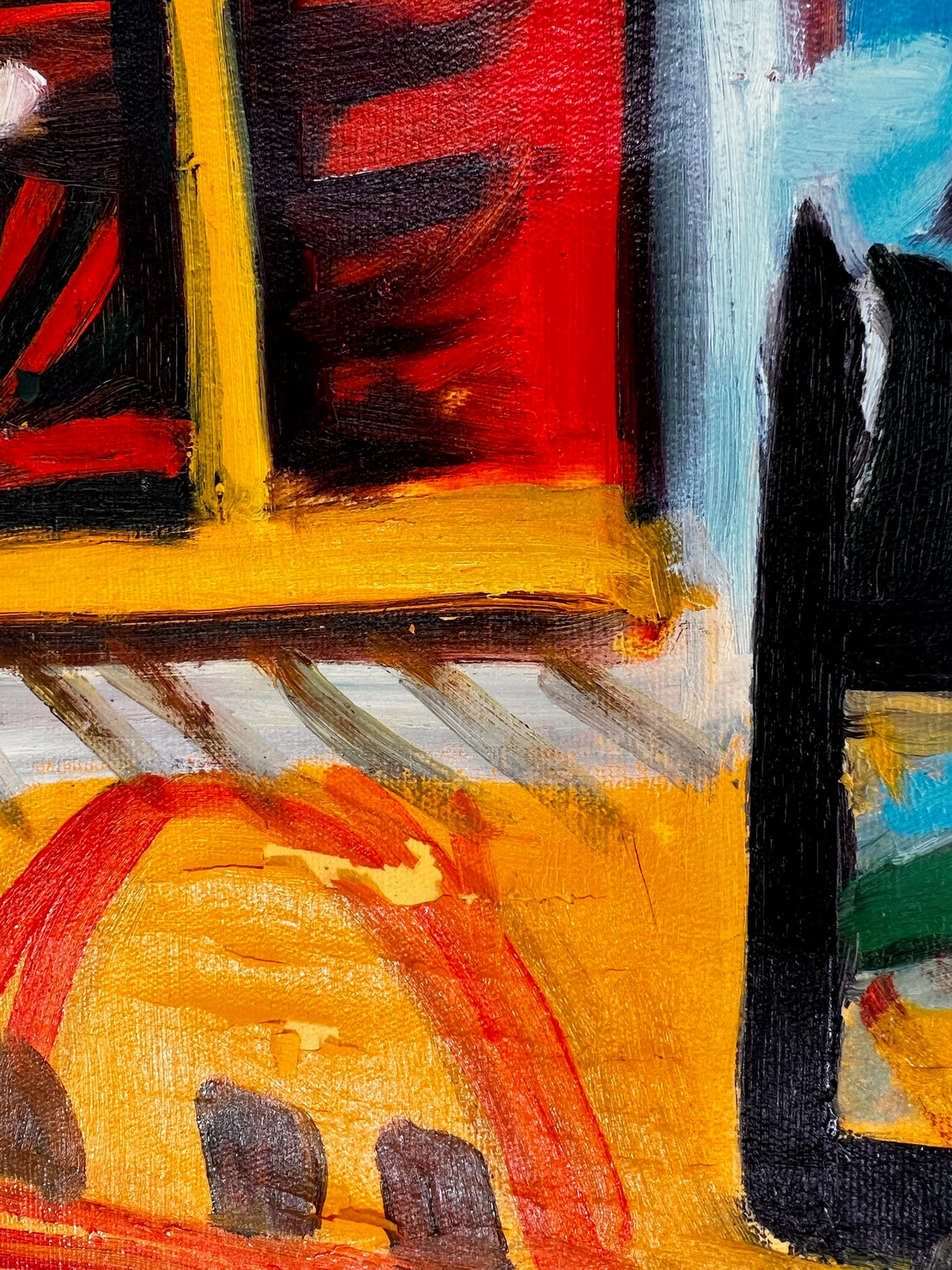 Côte d’Azur – Handgeschilderd kubistisch olieverfschilderij op canvas (60 × 80 cm)
