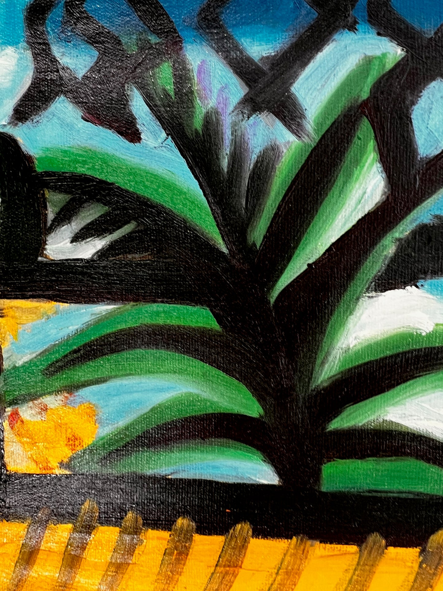 Côte d’Azur – Handgeschilderd kubistisch olieverfschilderij op canvas (60 × 80 cm)