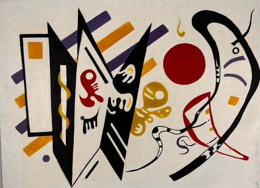 Abstracte compositie WK 819 (naar Wassily Kandinsky) – Handgeschilderd Modern Abstract Olieverf op Canvas (60 × 80 cm, ingelijst)