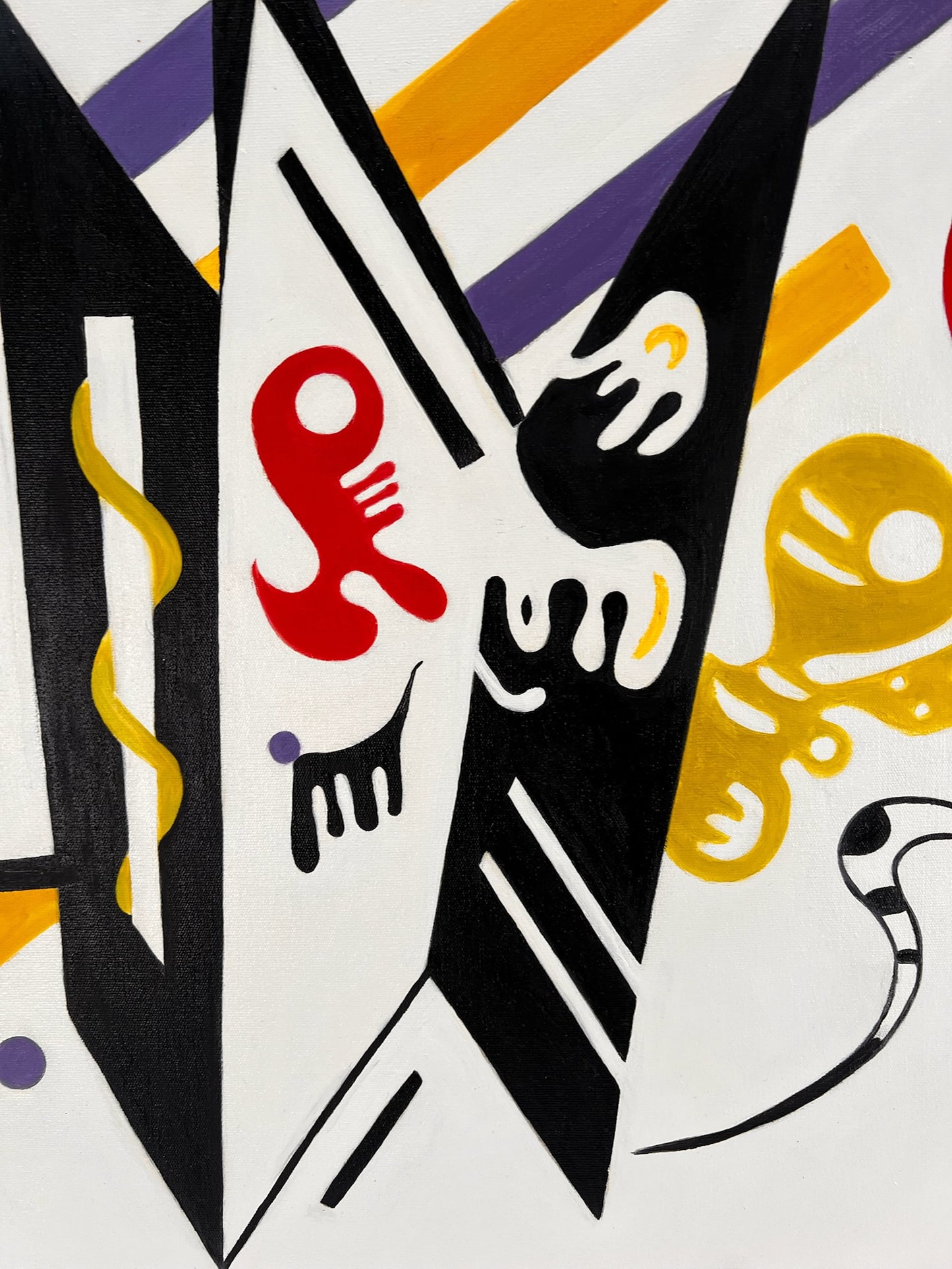Abstracte compositie WK 819 (naar Wassily Kandinsky) – Handgeschilderd Modern Abstract Olieverf op Canvas (60 × 80 cm, ingelijst)