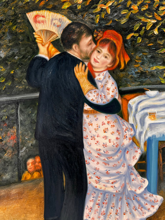 Dans in Bougival (naar Pierre-Auguste Renoir) – Handgeschilderd Impressionistisch Olieverf op Canvas (60 × 80 cm, ingelijst)