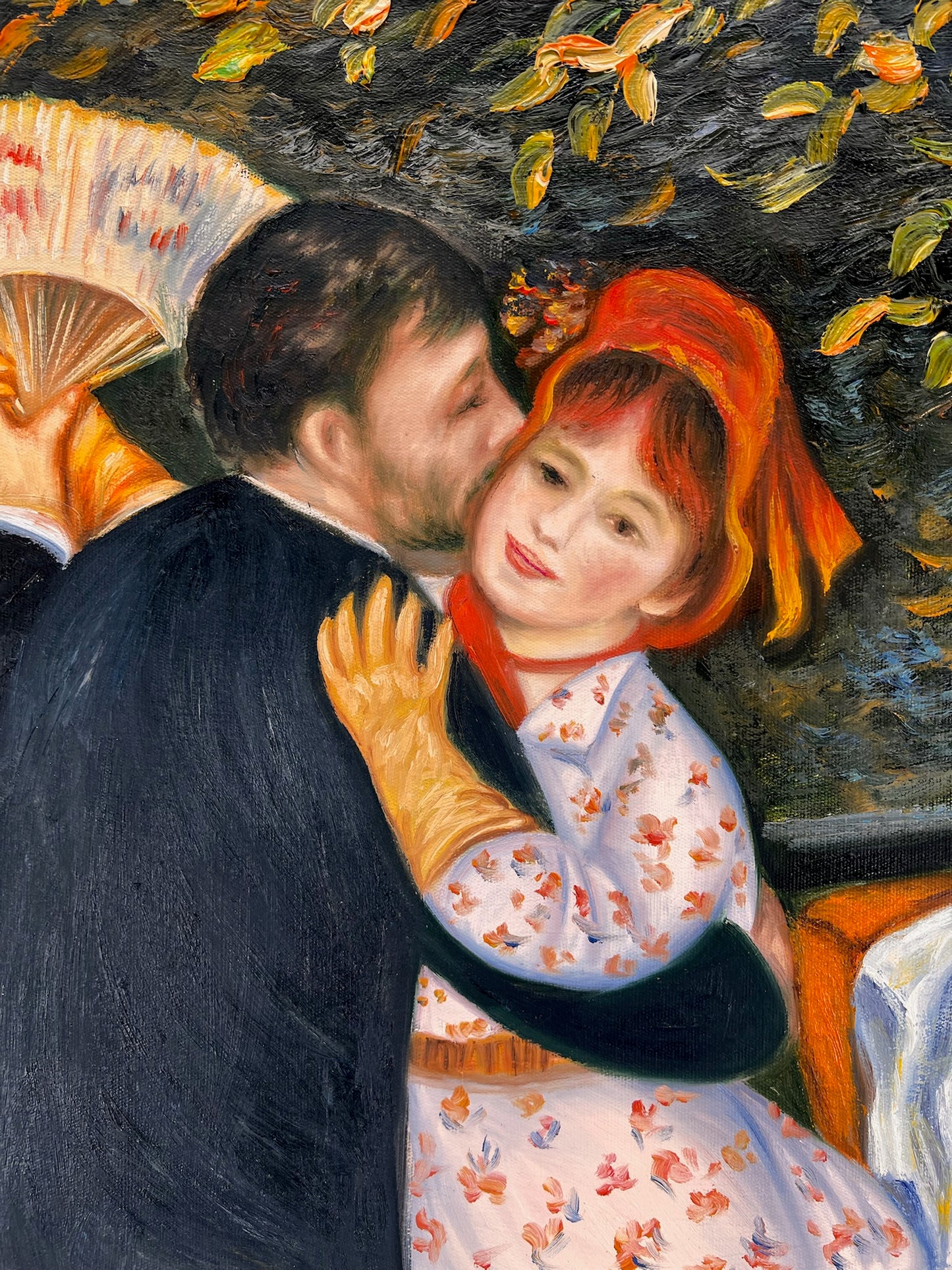 Dans in Bougival (naar Pierre-Auguste Renoir) – Handgeschilderd Impressionistisch Olieverf op Canvas (60 × 80 cm, ingelijst)