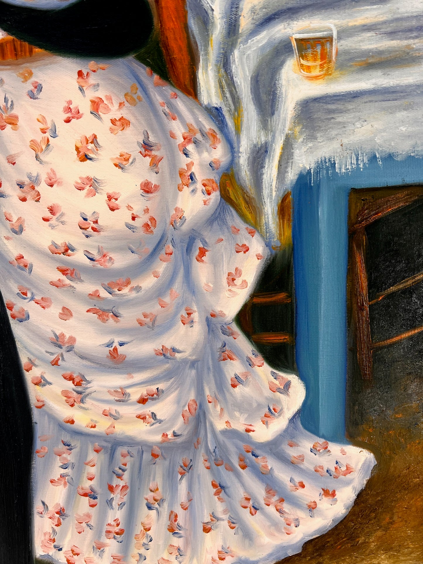 Dans in Bougival (naar Pierre-Auguste Renoir) – Handgeschilderd Impressionistisch Olieverf op Canvas (60 × 80 cm, ingelijst)