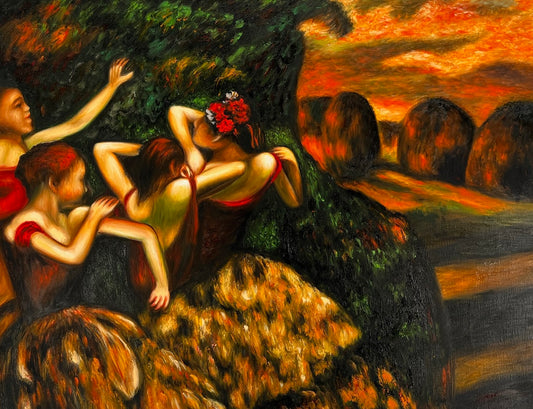 The Dancers in the Sunlight – Handgeschilderd Impressionistisch Olieverfschilderij op Canvas (60 × 80 cm)