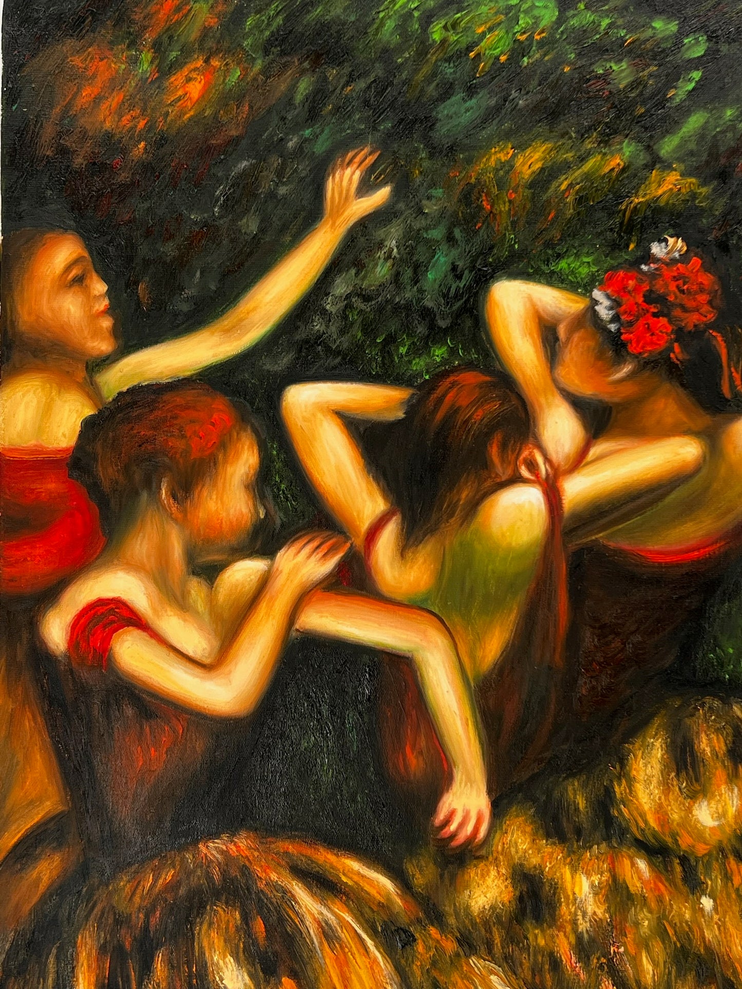 The Dancers in the Sunlight – Handgeschilderd Impressionistisch Olieverfschilderij op Canvas (60 × 80 cm)