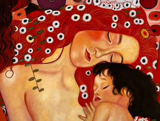 Mutter und Kind – Handgeschilderd Symbolistisch Olieverfschilderij op Canvas (60 × 80 cm)