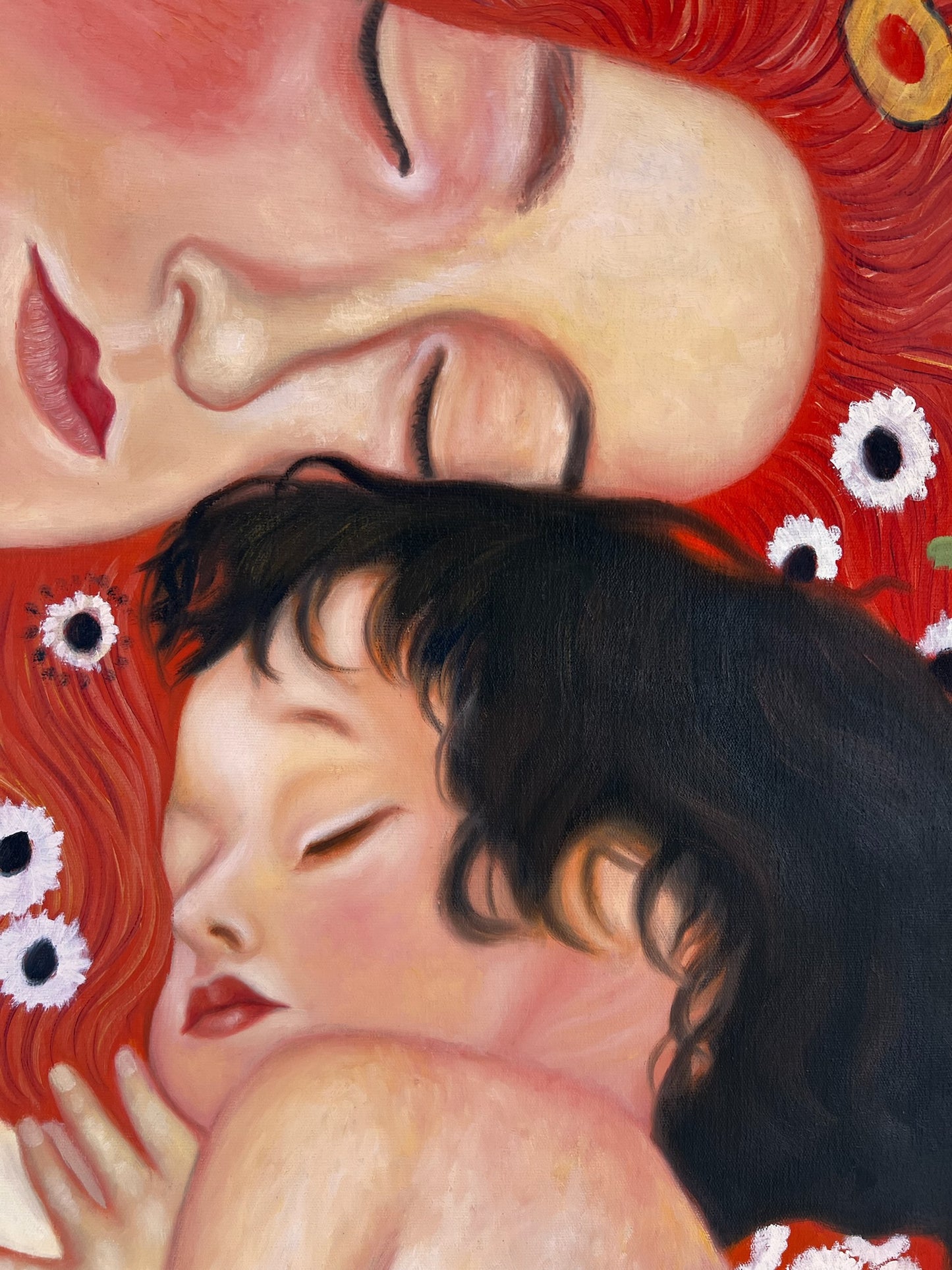 Mutter und Kind – Handgeschilderd Symbolistisch Olieverfschilderij op Canvas (60 × 80 cm)
