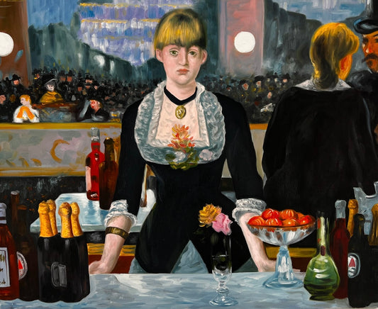 Un Bar aux Folies-Bergère – Handgeschilderd Impressionistisch Olieverfschilderij op Canvas (64 × 80 cm)