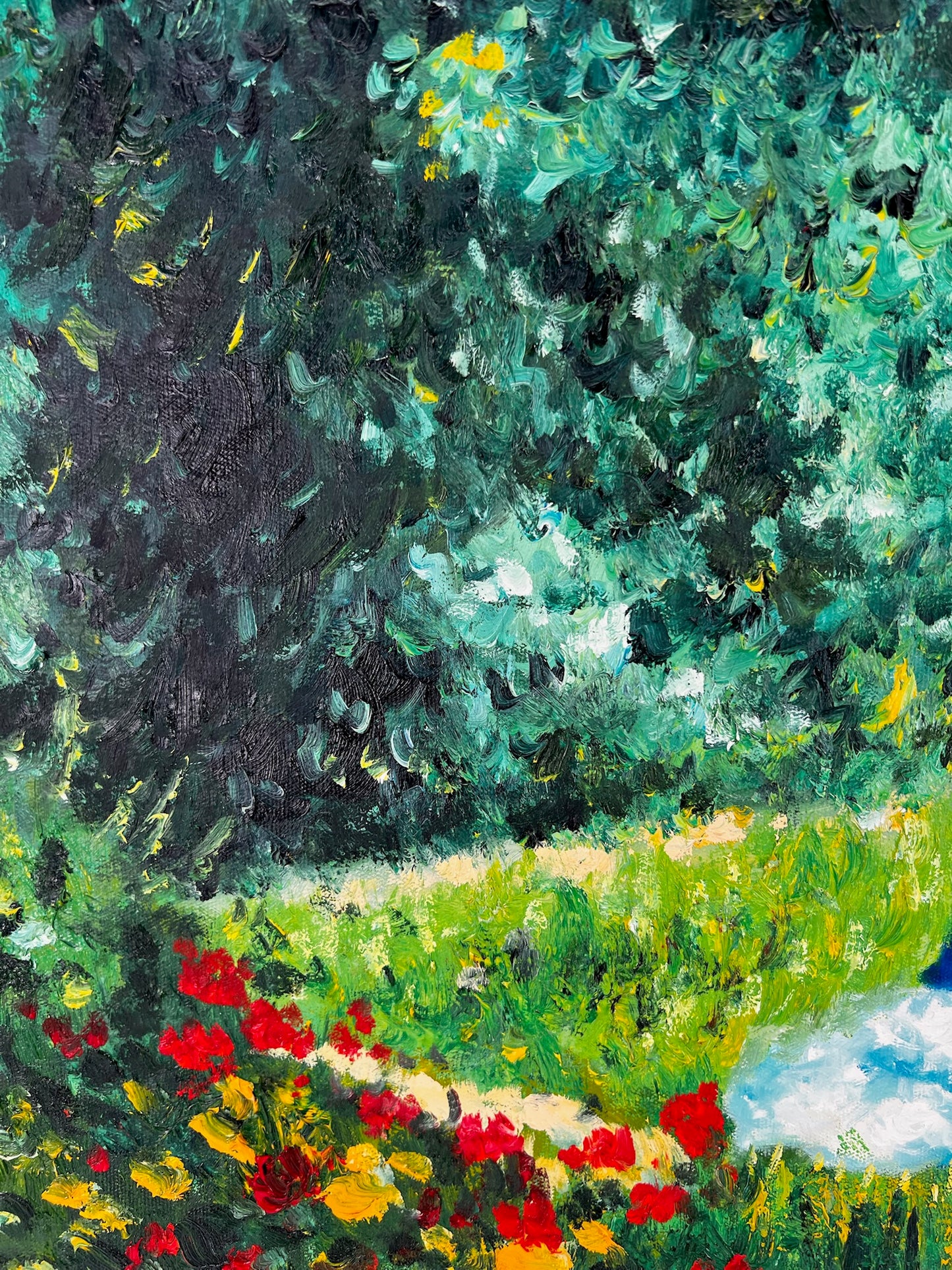 Woman in the Garden (after Édouard Manet) – Hand-Painted Impressionist Oil on Canvas (60 × 80 cm)