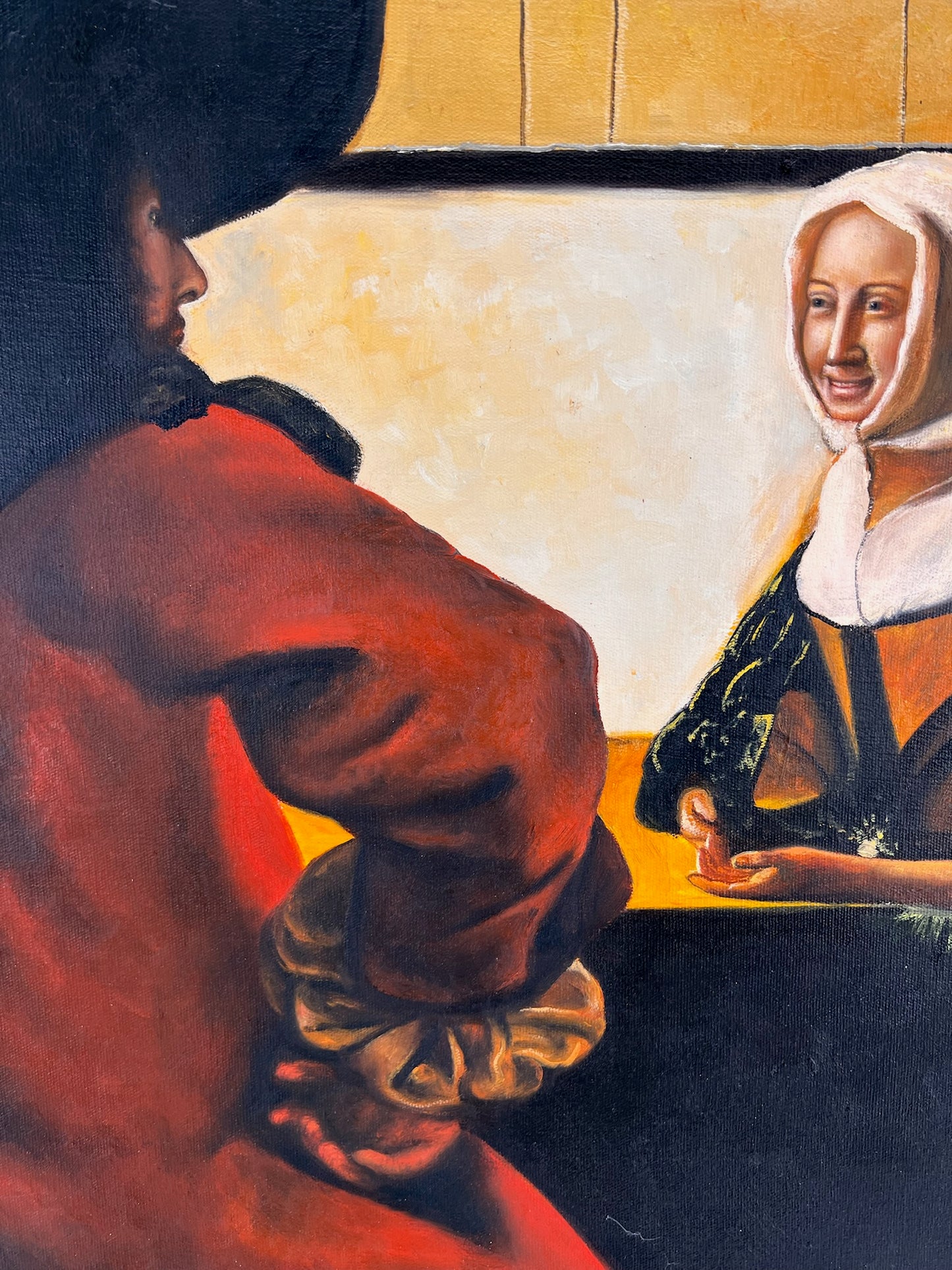 Johannes Vermeer – Soldaat en lachend meisje – Handgeschilderd Olieverf op Canvas (60 × 80 cm)