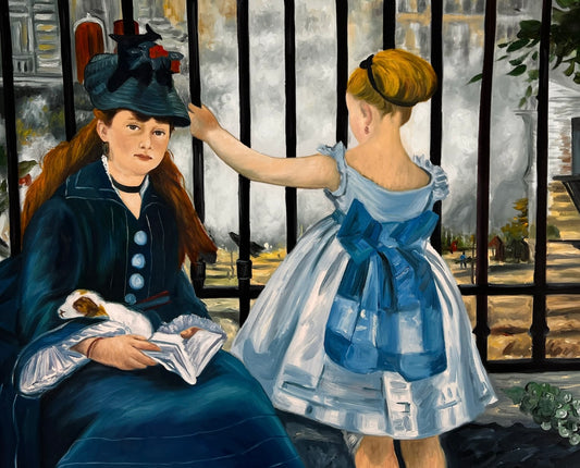 The Railway (Manet) – Handgeschilderd Impressionistisch Olieverfschilderij op Canvas (64 × 80 cm)