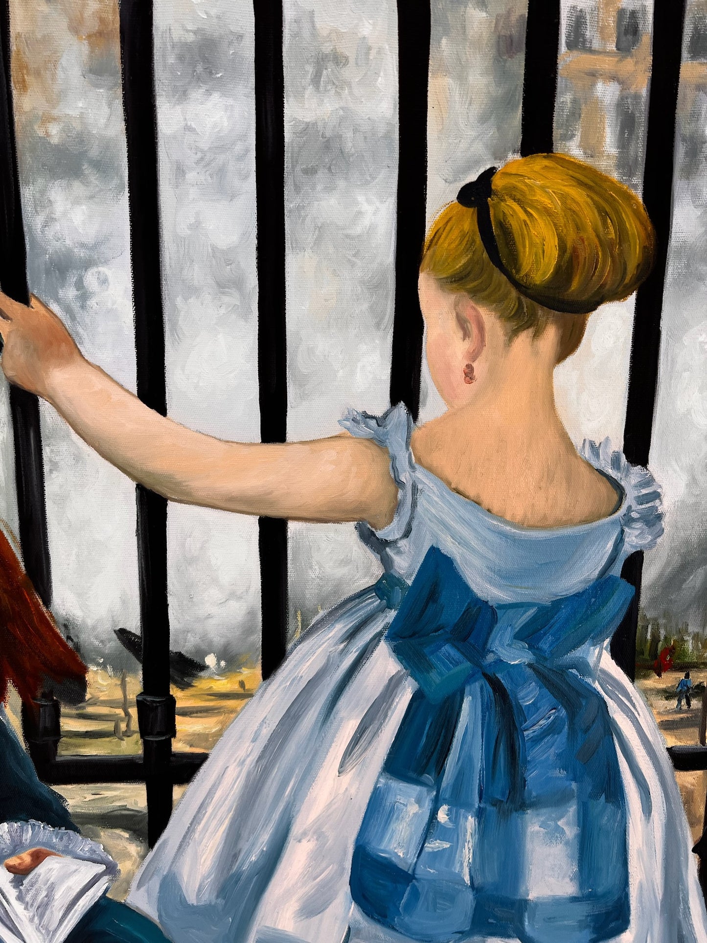 The Railway (Manet) – Handgeschilderd Impressionistisch Olieverfschilderij op Canvas (64 × 80 cm)