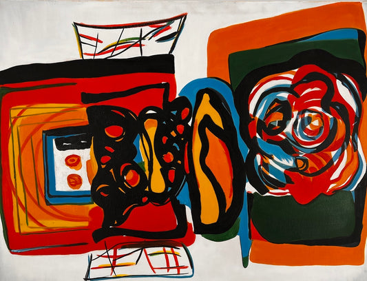 Abstracte compositie (naar Wassily Kandinsky) – Handgeschilderd Modern Abstract Olieverf op Canvas (60 × 80 cm, ingelijst)