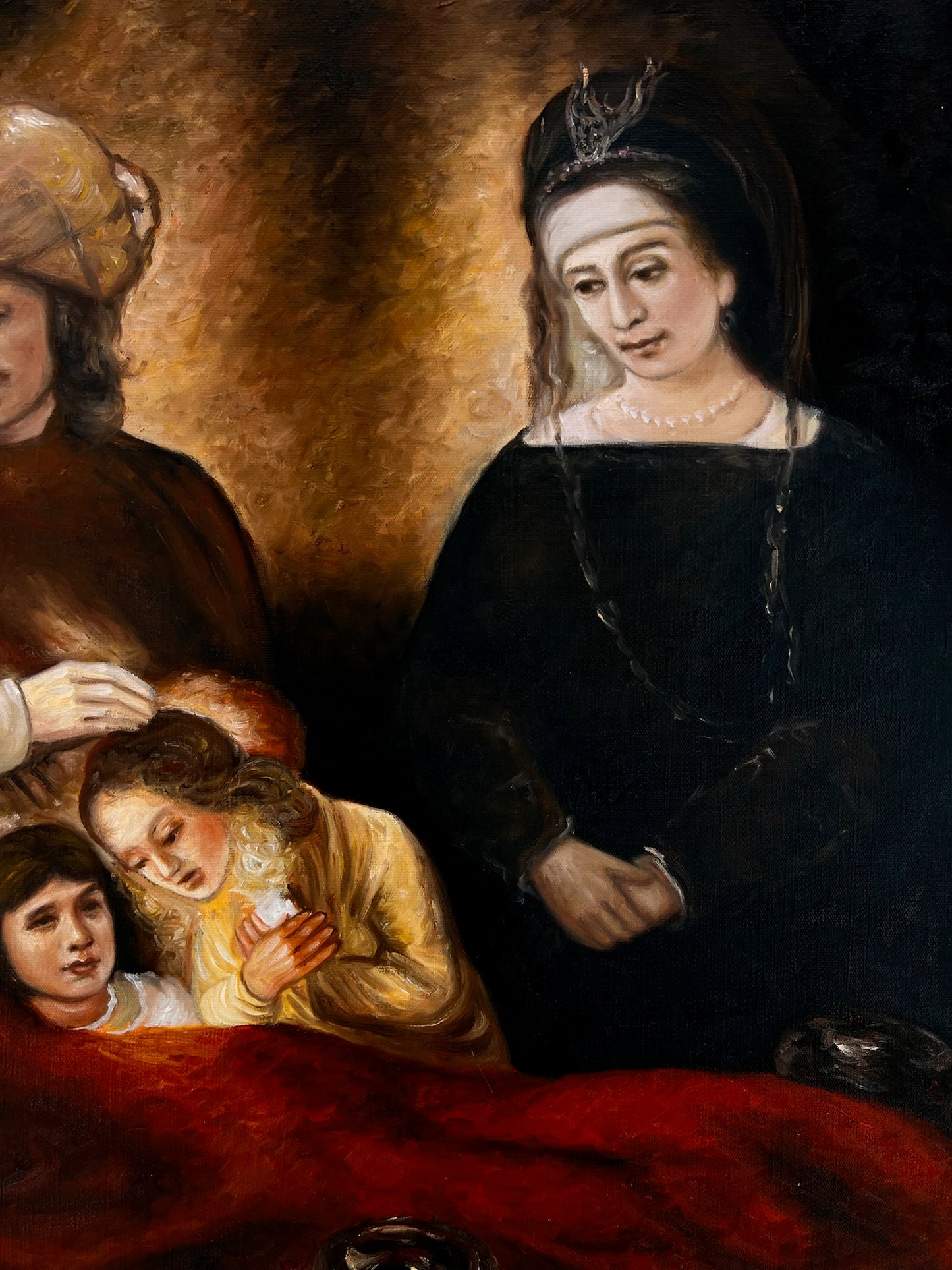 Jakob zegent de kinderen van Jozef (naar Rembrandt van Rijn) – Handgeschilderd Barok Olieverf op Canvas (64 × 80 cm)