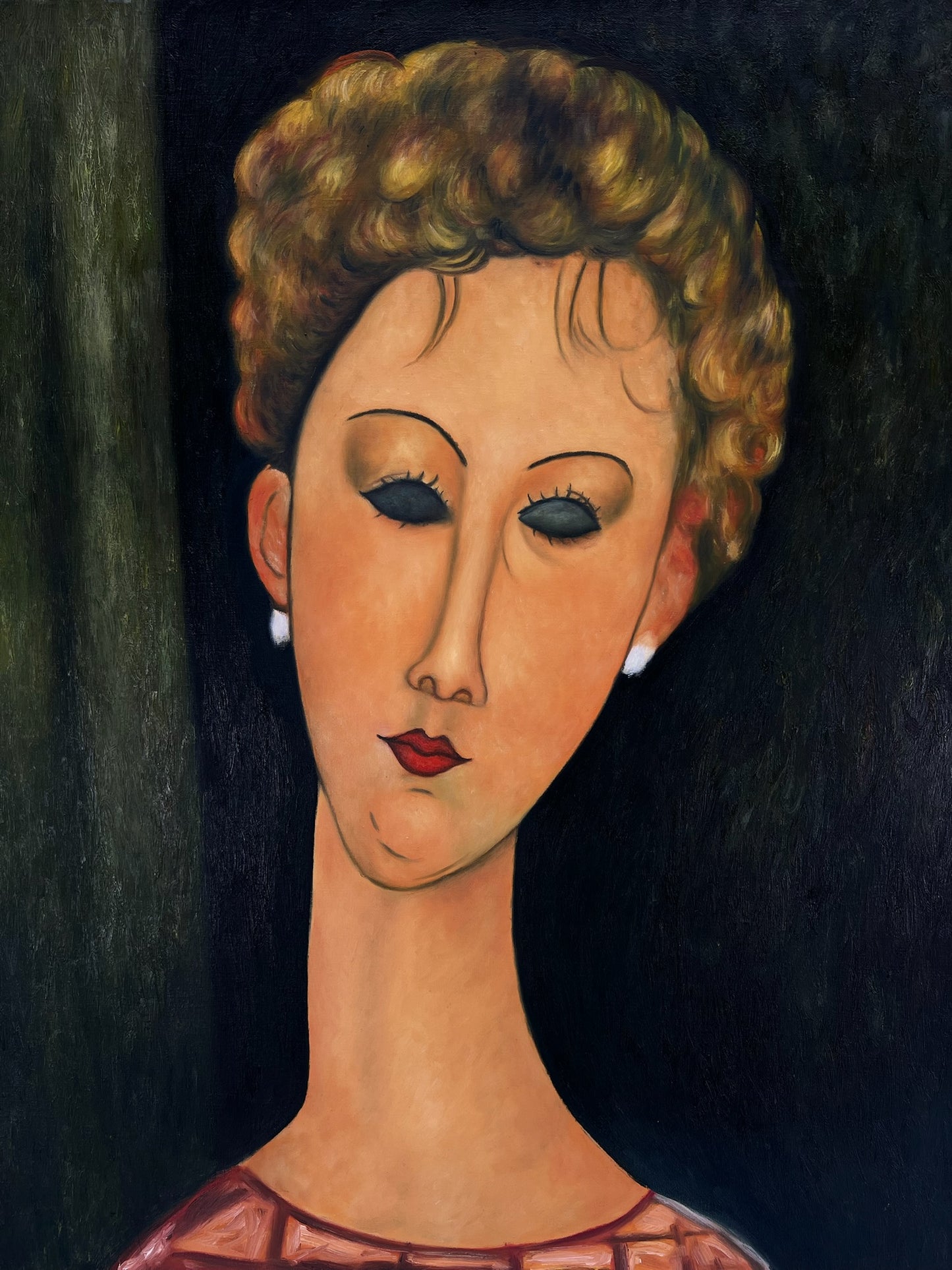 Vrouw met oorbellen – Handgeschilderd Olieverf op Canvas (60 × 80 cm)