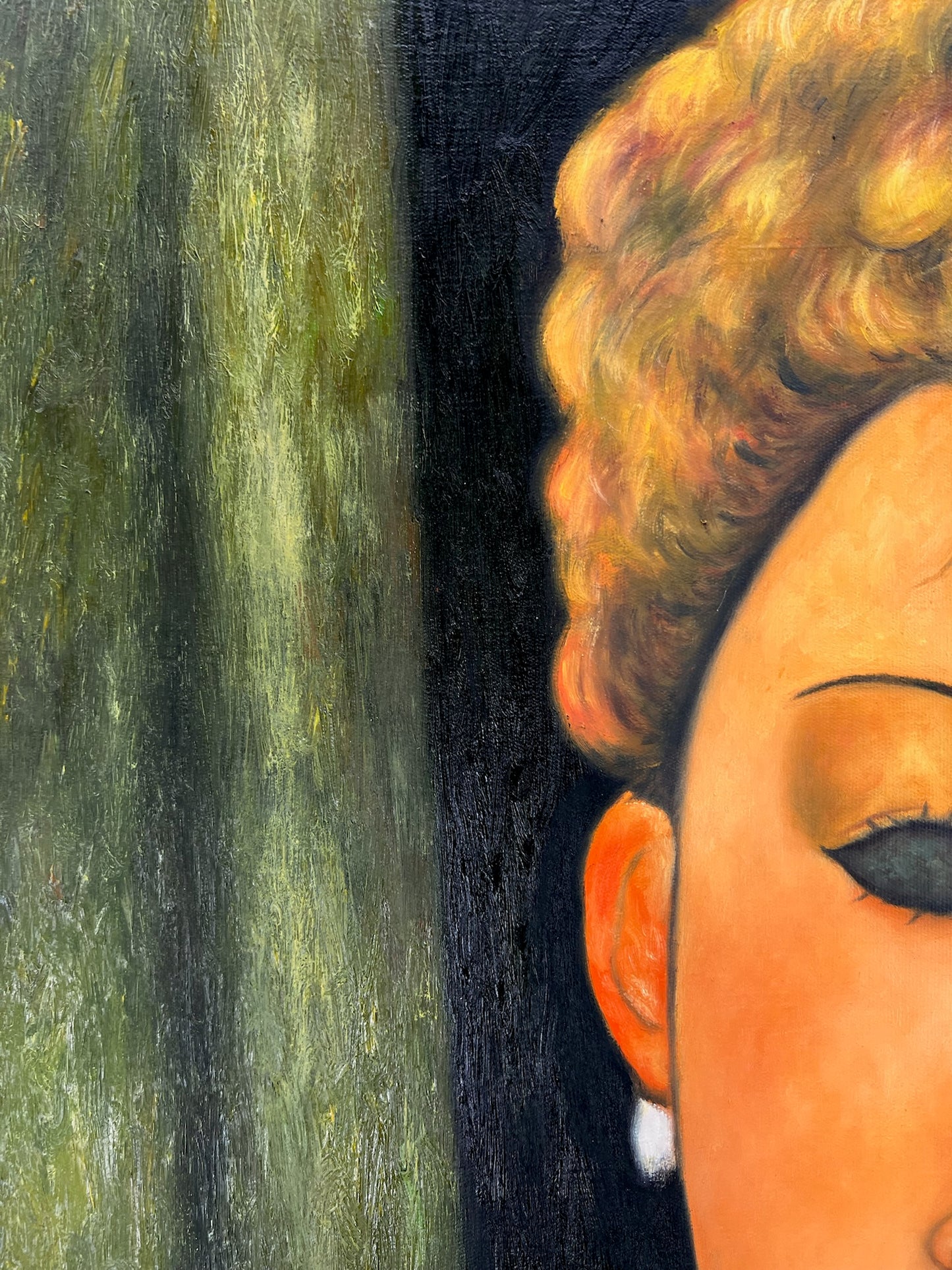 Vrouw met oorbellen – Handgeschilderd Olieverf op Canvas (60 × 80 cm)