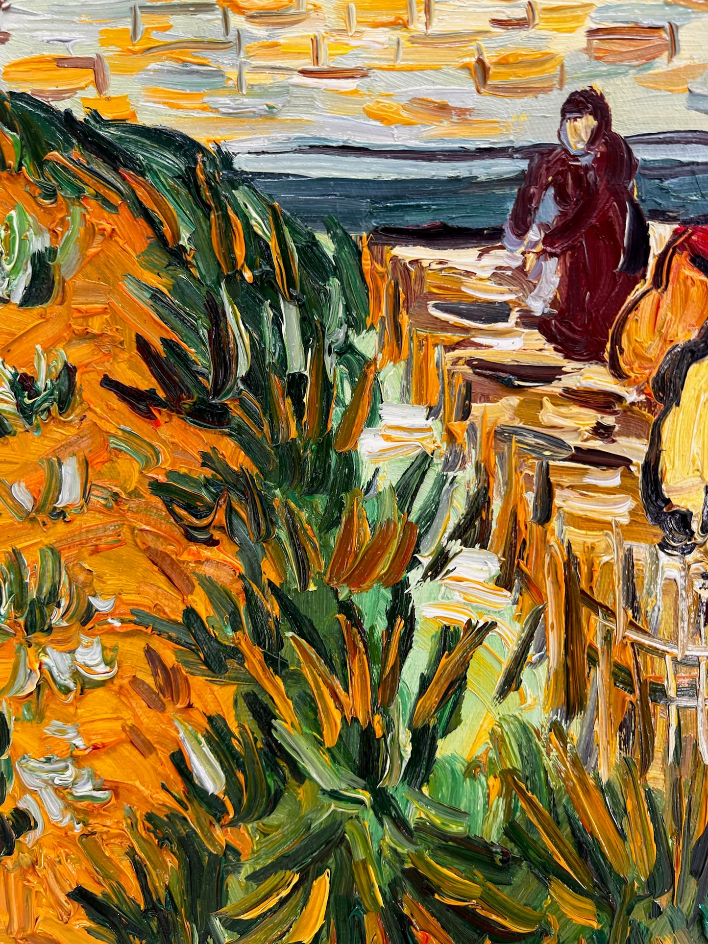 De Langlois-brug (naar Vincent van Gogh) – Handgeschilderd post-impressionistisch olieverfschilderij op doek (60 × 65 cm)