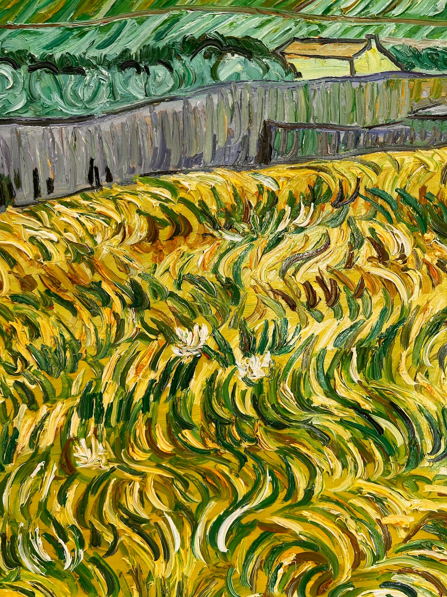 Handgeschilderd Van Gogh olieverfschilderij: Saint-Paul ziekenhuislandschap (70 × 88,1 cm opgerold canvas)
