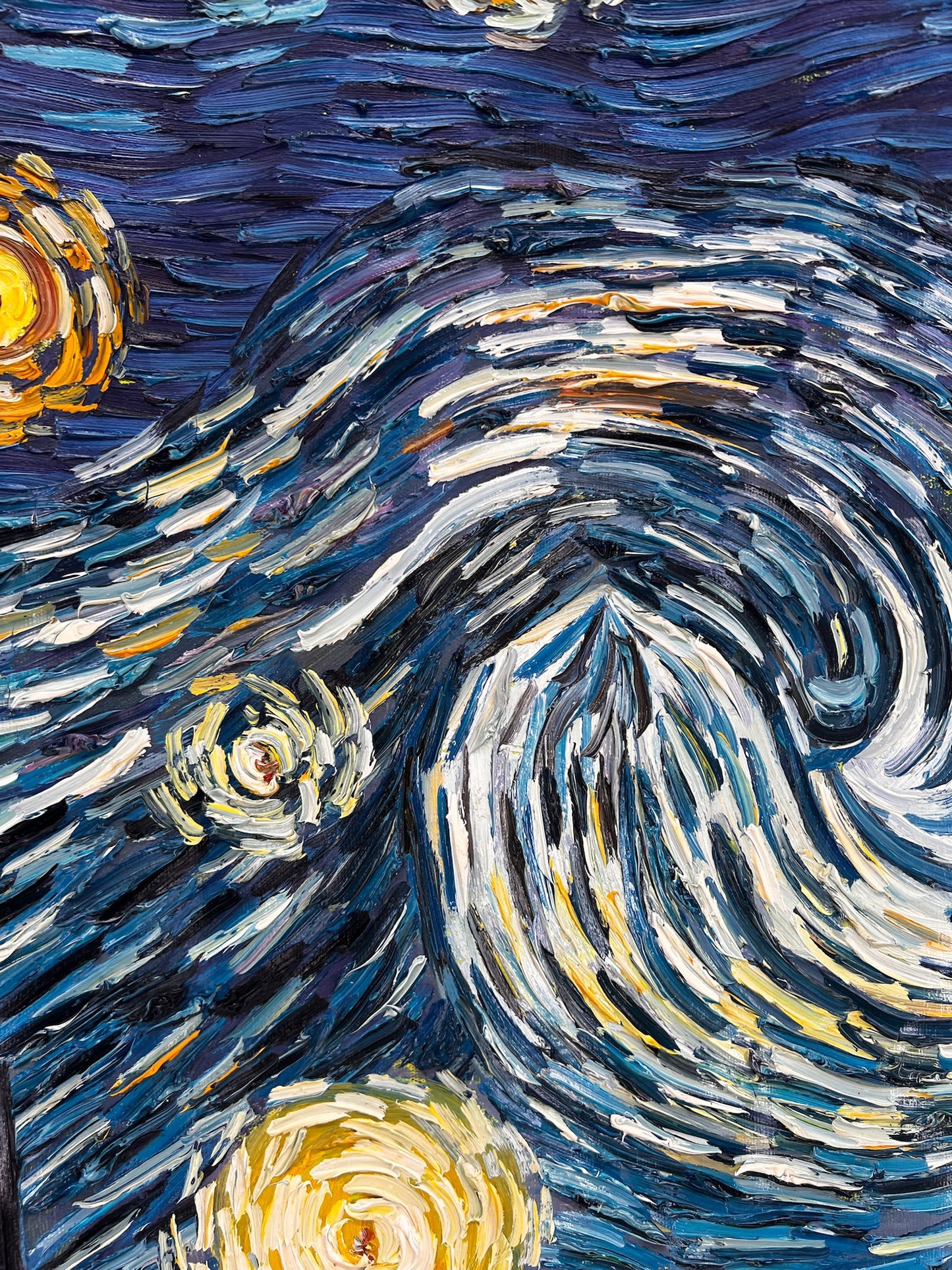 Handgeschilderd ‘De sterrennacht’ olieverfschilderij op doek – Van Gogh post-impressionisme (92 × 73 cm)