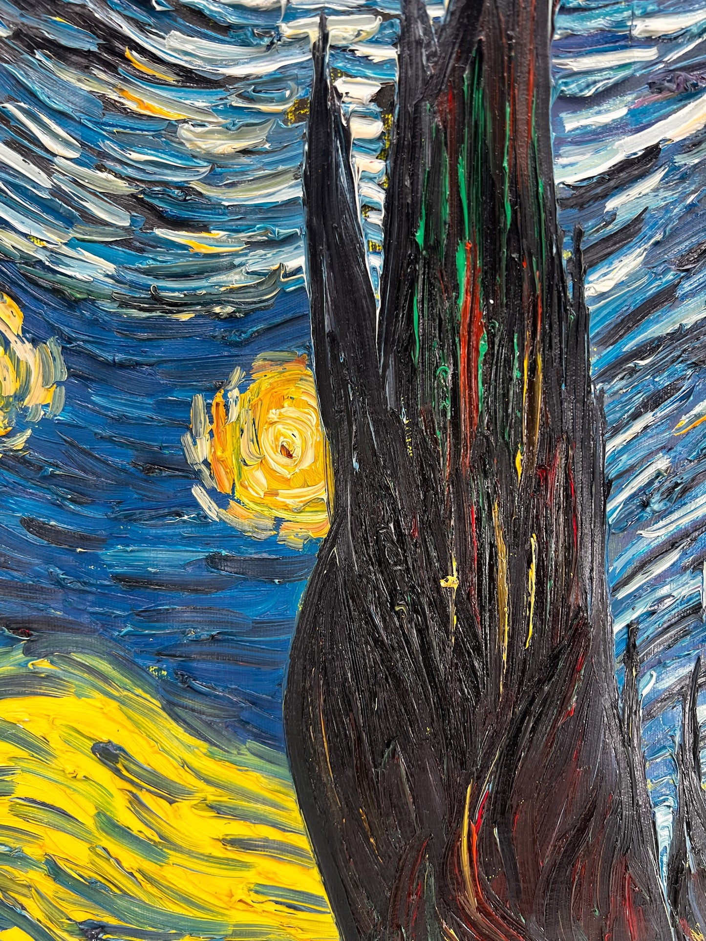 Handgeschilderd ‘De sterrennacht’ olieverfschilderij op doek – Van Gogh post-impressionisme (92 × 73 cm)