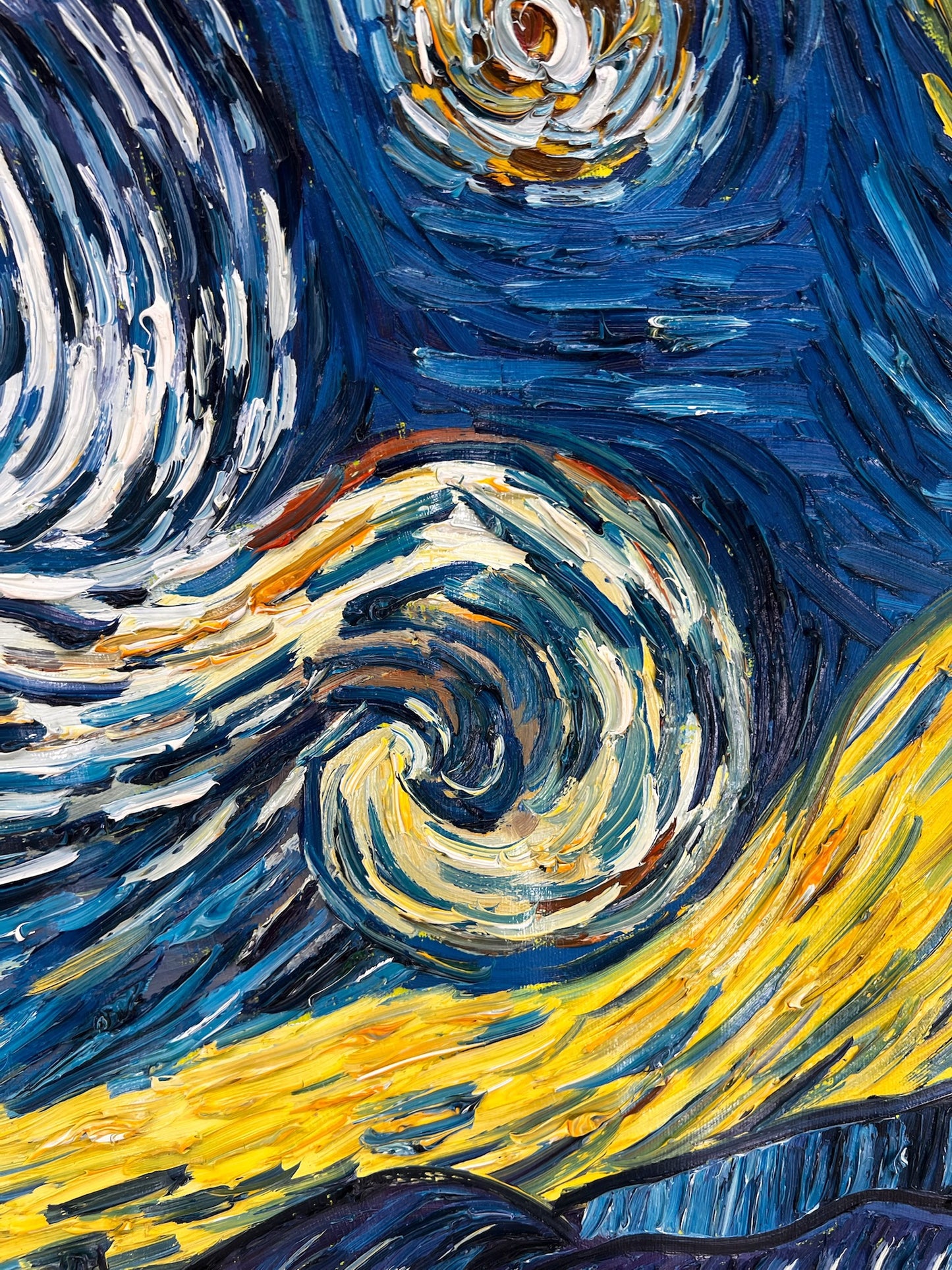Handgeschilderd ‘De sterrennacht’ olieverfschilderij op doek – Van Gogh post-impressionisme (92 × 73 cm)
