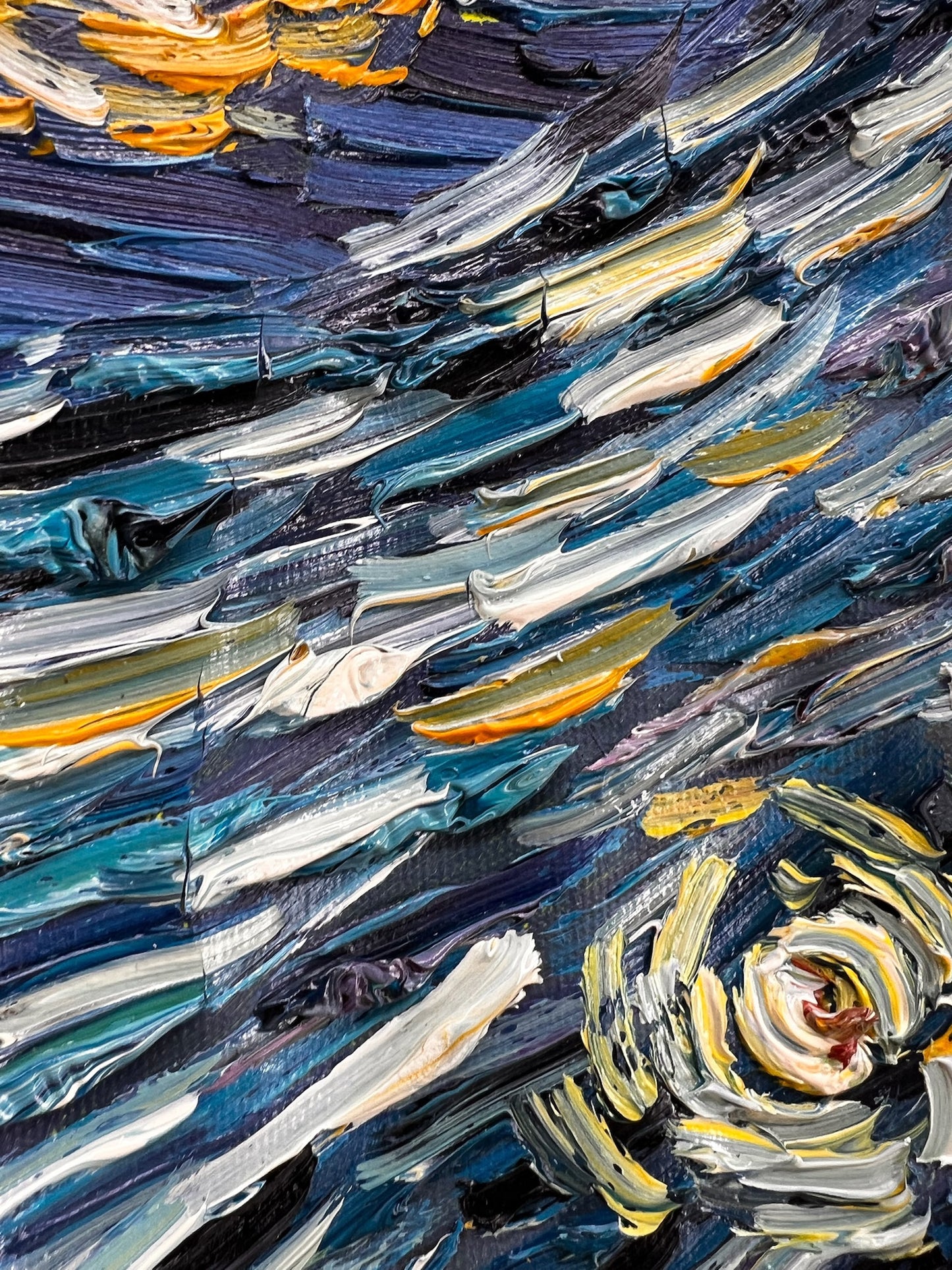 Handgeschilderd ‘De sterrennacht’ olieverfschilderij op doek – Van Gogh post-impressionisme (92 × 73 cm)