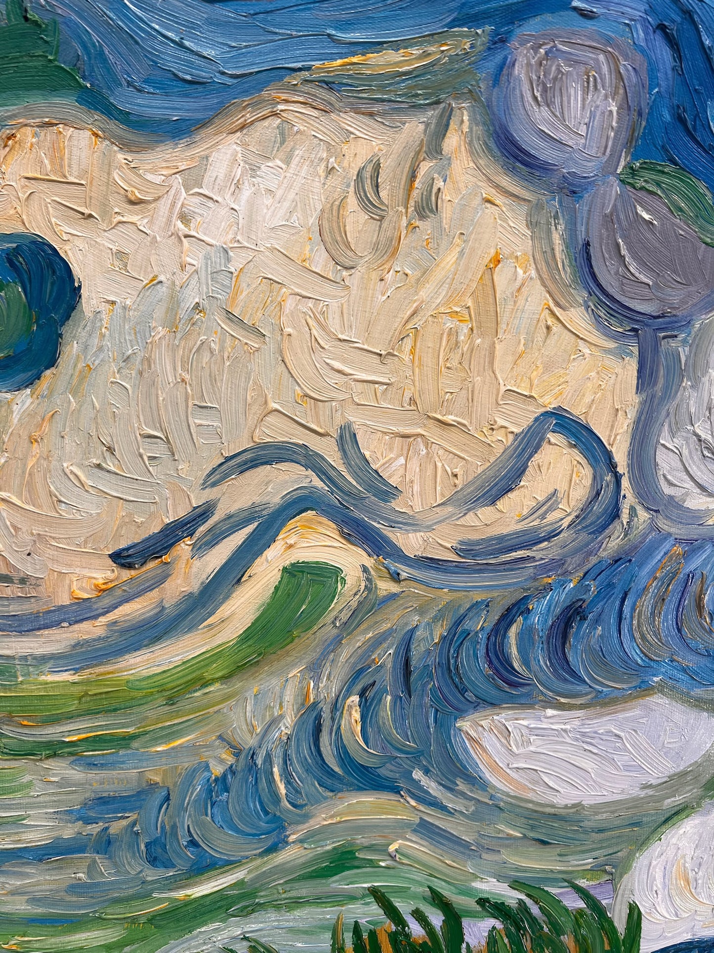 Handgeschilderd Van Gogh Korenveld met cipressen: post-impressionistisch olieverfschilderij op doek