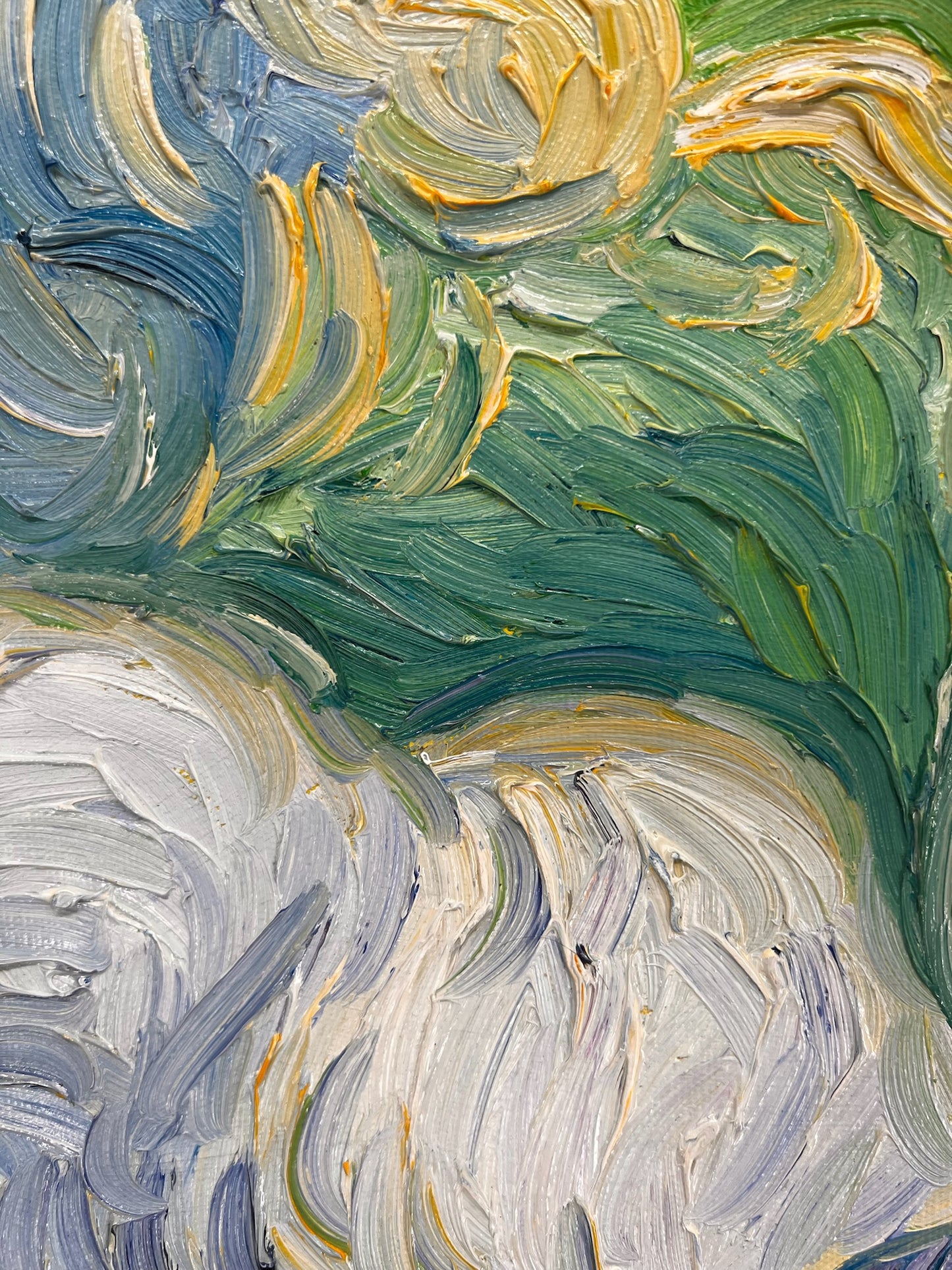Handgeschilderd Van Gogh Korenveld met cipressen: post-impressionistisch olieverfschilderij op doek