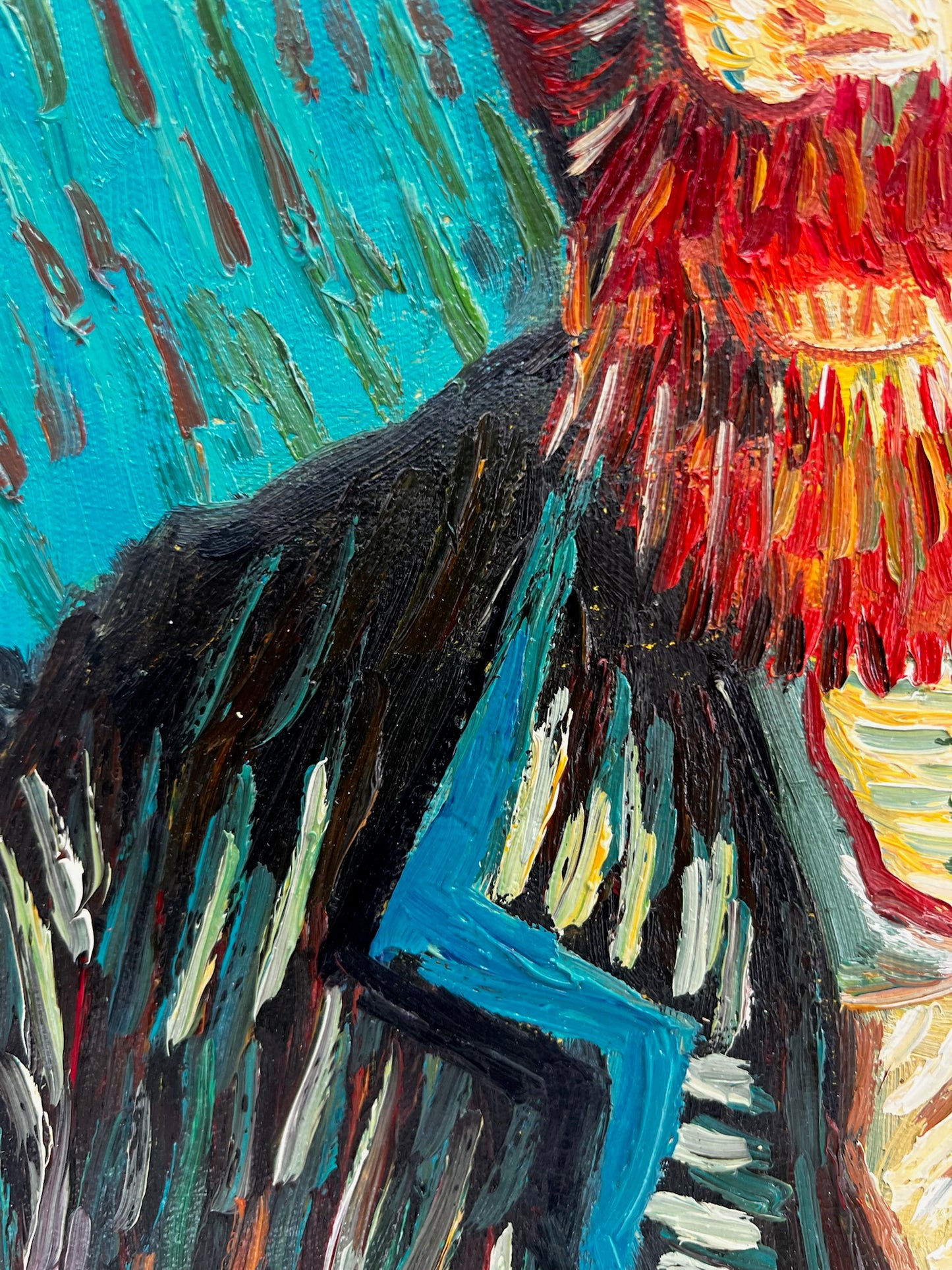 Handgeschilderd olieverfschilderij in Van Gogh-stijl: Zelfportret met grijze vilthoed (54 × 65 cm)
