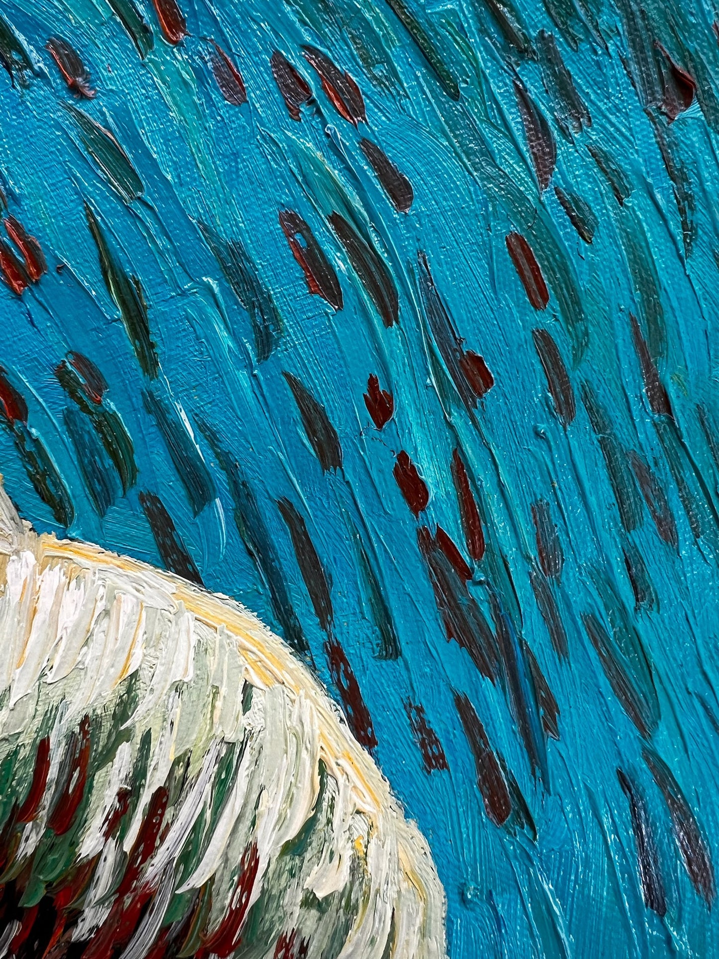 Handgeschilderd olieverfschilderij in Van Gogh-stijl: Zelfportret met grijze vilthoed (54 × 65 cm)