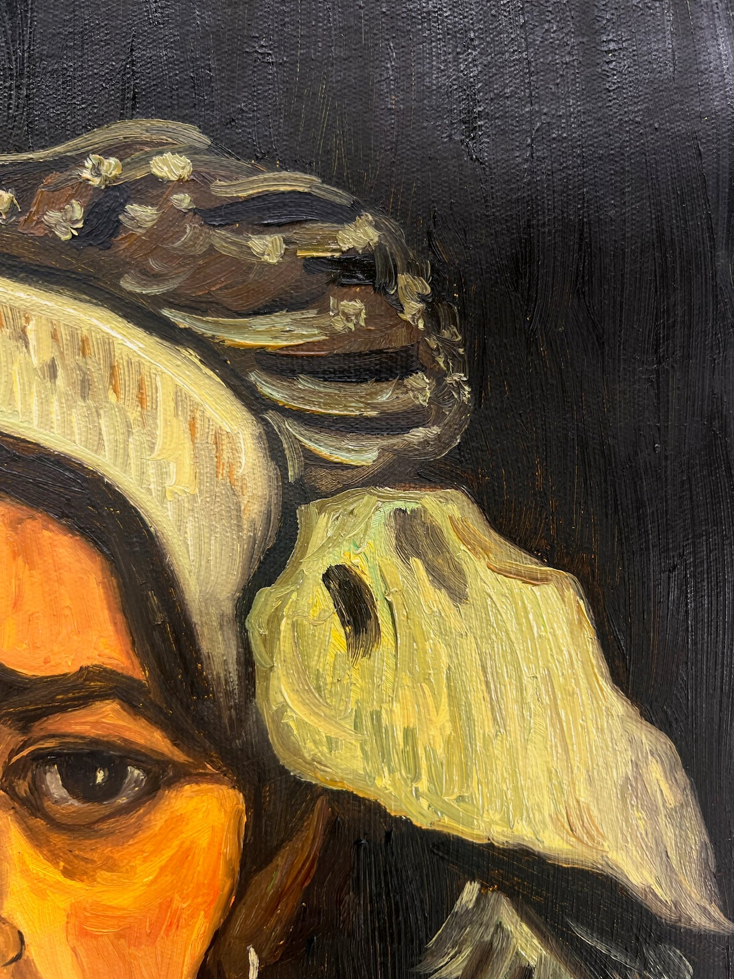 Hoofd van een vrouw (naar Vincent van Gogh) – Handgeschilderd olieverfschilderij op canvas (42,7 × 33,5 cm)
