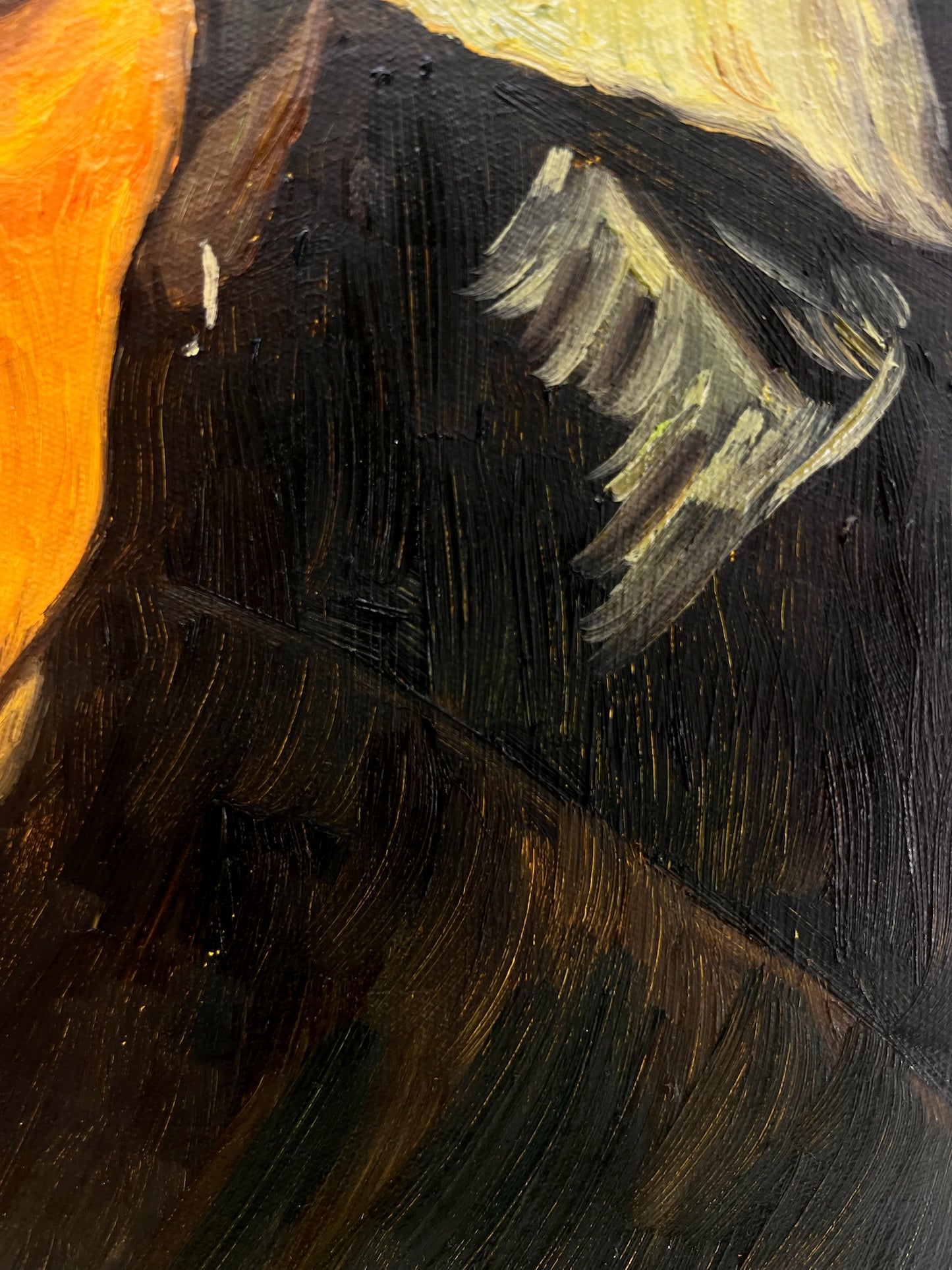 Hoofd van een vrouw (naar Vincent van Gogh) – Handgeschilderd olieverfschilderij op canvas (42,7 × 33,5 cm)