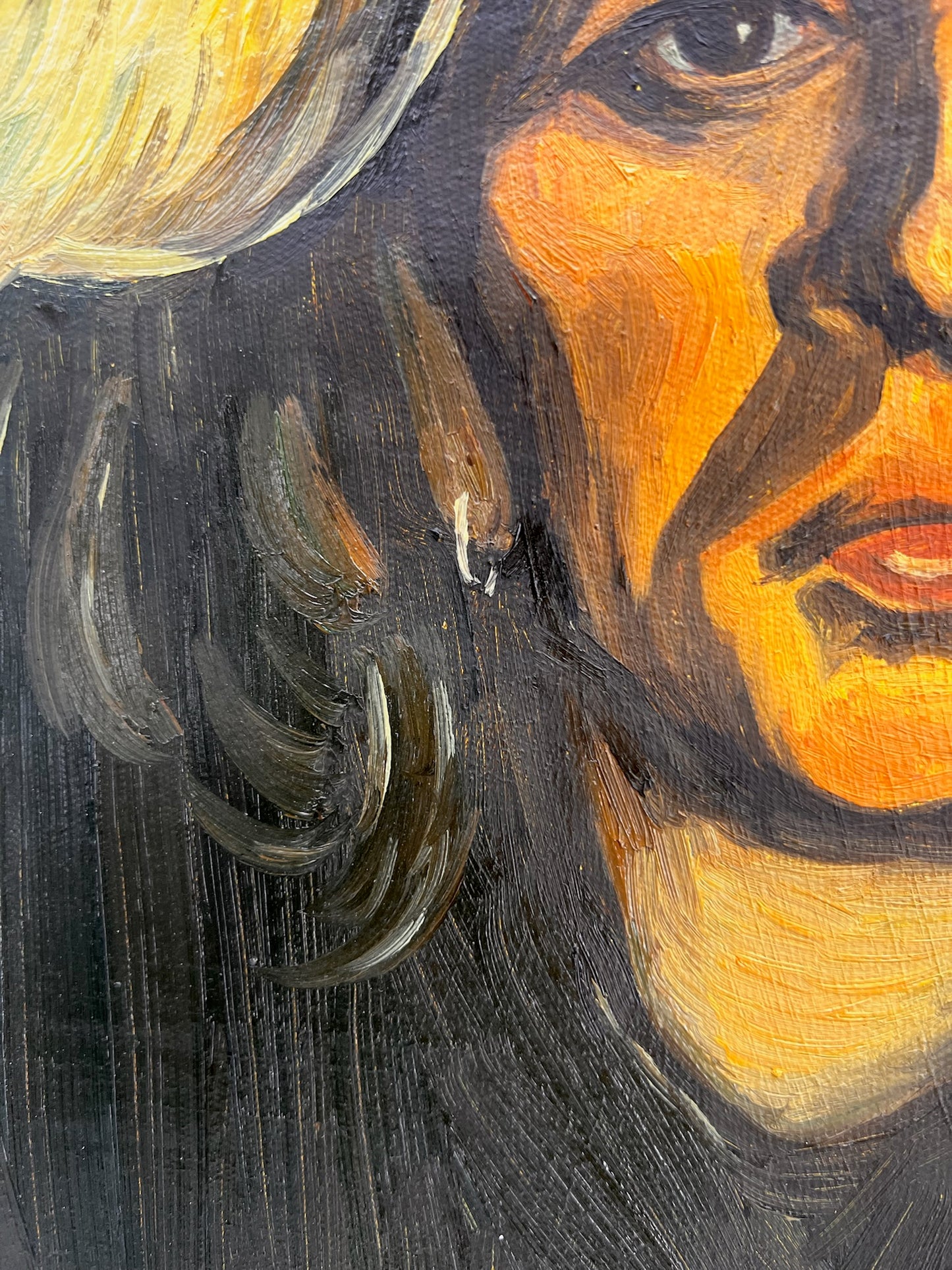 Hoofd van een vrouw (naar Vincent van Gogh) – Handgeschilderd olieverfschilderij op canvas (42,7 × 33,5 cm)