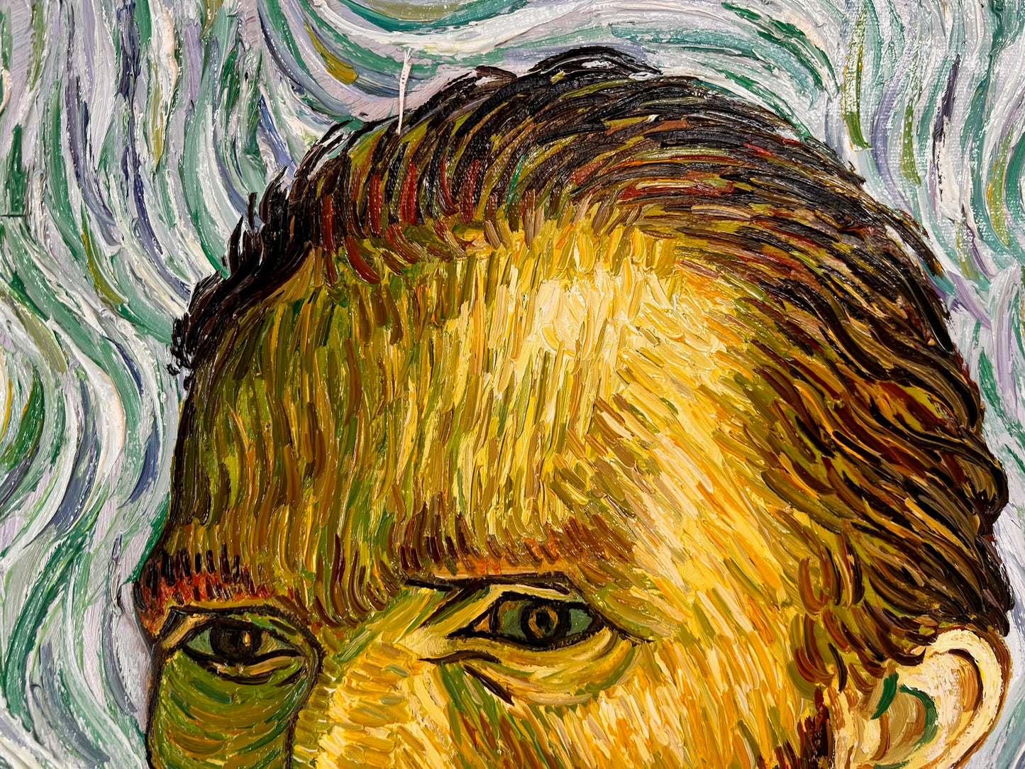 Zelfportret – Handgeschilderd postimpressionistisch olieverfschilderij op canvas (65 × 54 cm)