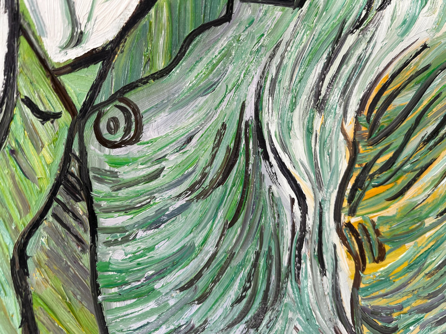 Zelfportret – Handgeschilderd postimpressionistisch olieverfschilderij op canvas (65 × 54 cm)